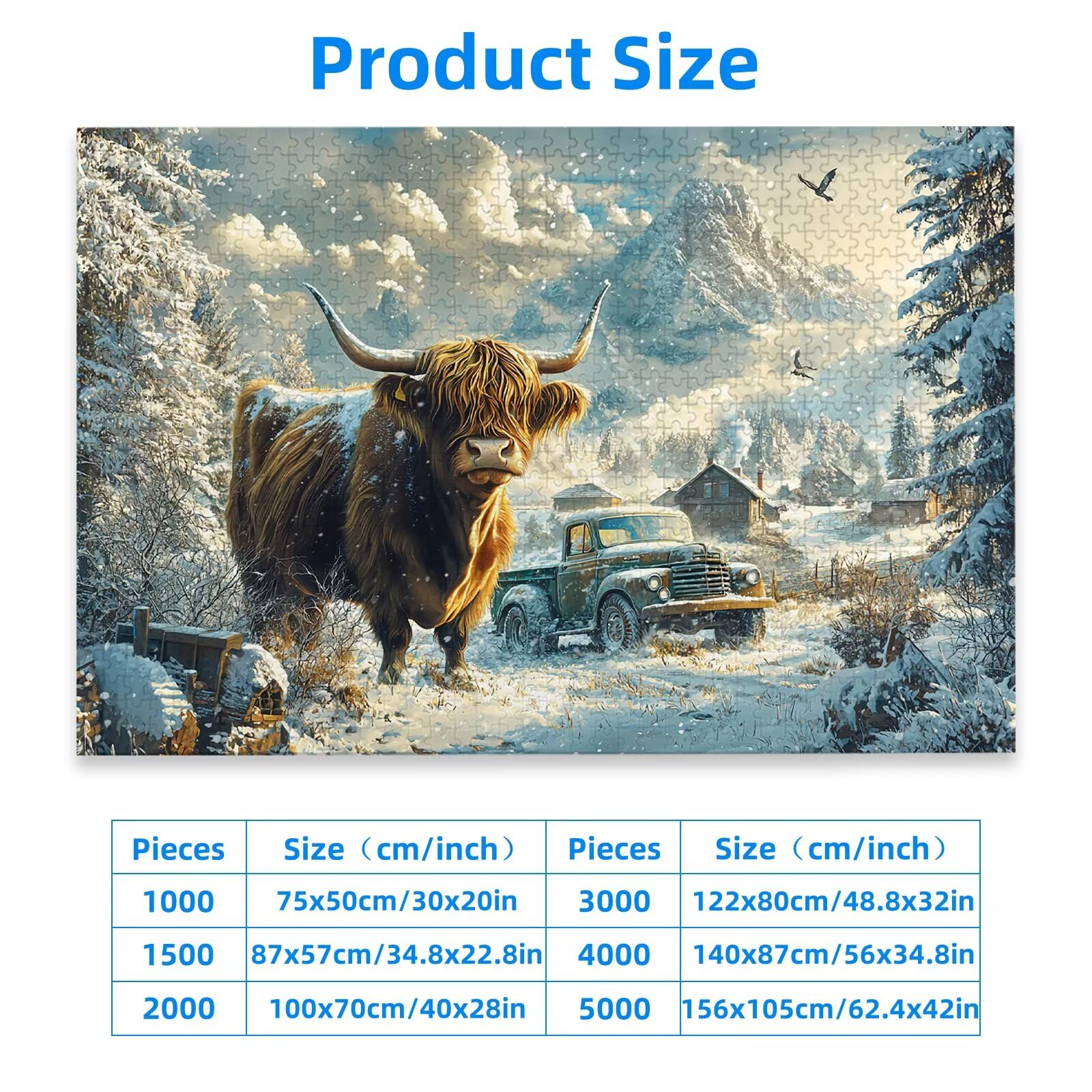 Puzzle 1500 Piezas, Puzzle Animal con Caja para Adultos, DIY Highland Cow Rompecabezas Madera para Adultos, 1500 Piezas Rompecabezas Desafiante, para Decoracion Hogar, Regalo Mujer/Hombres, -1850