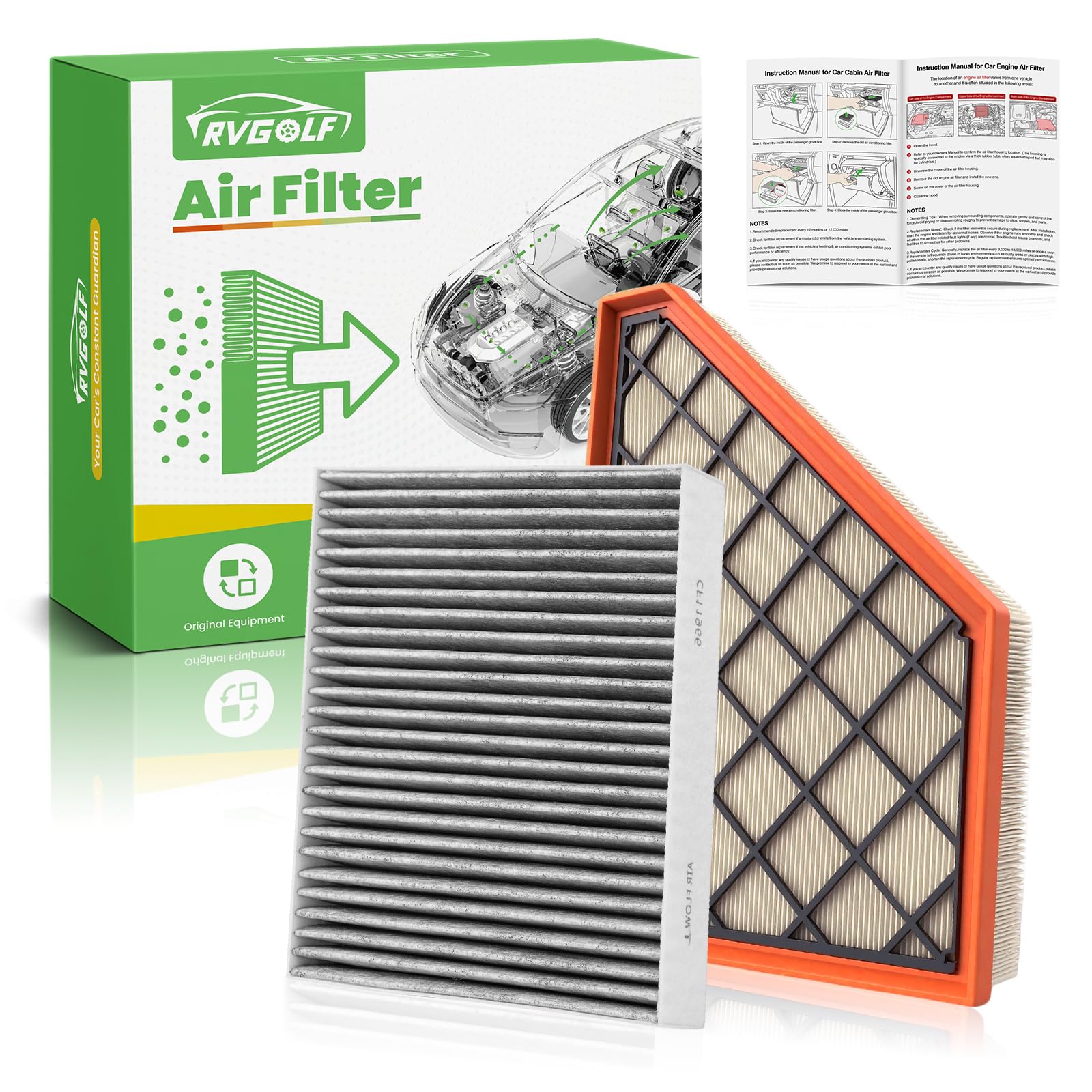 Engine+Cabin Air Filter Fit for 2018-2026 Traverse, 2017-2026 Acadia
