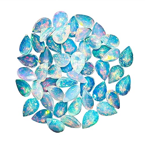 Miniatura 5 de AURA GEMS - Gemas ovaladas de ópalo etíope natural (2 unidades, ovaladas de 7 x 5), piedra preciosa suelta de ópalo para hacer joyas, ópalo