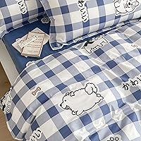 Vista 7 de LAMEJOR Juego de funda de edredón tamaño individual con bonito diseño de cuadros/cachorro (1 funda de edredón + 2 fundas de almohada)