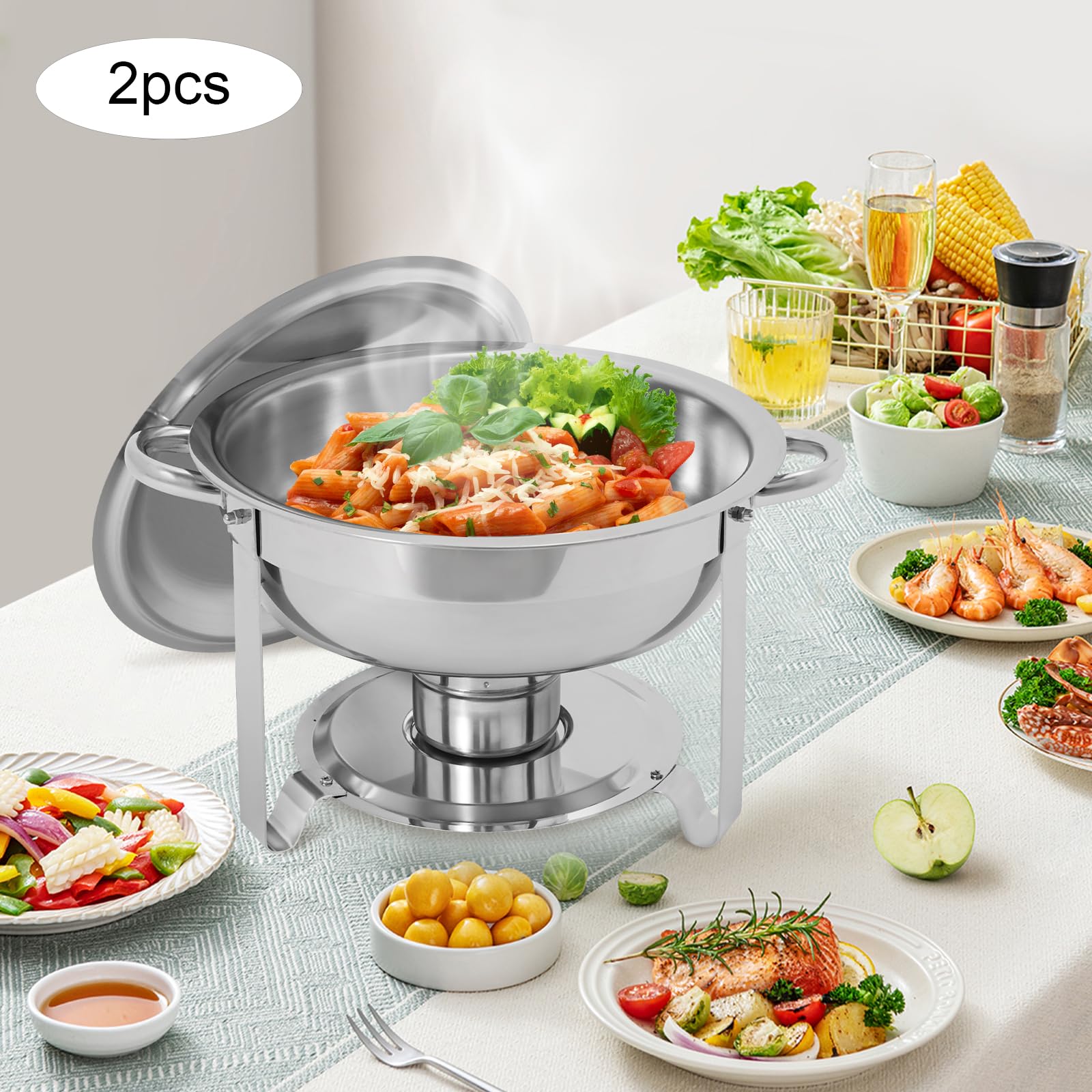 Set di 2 pezzi, in acciaio inox, per catering commerciale, banchetti
