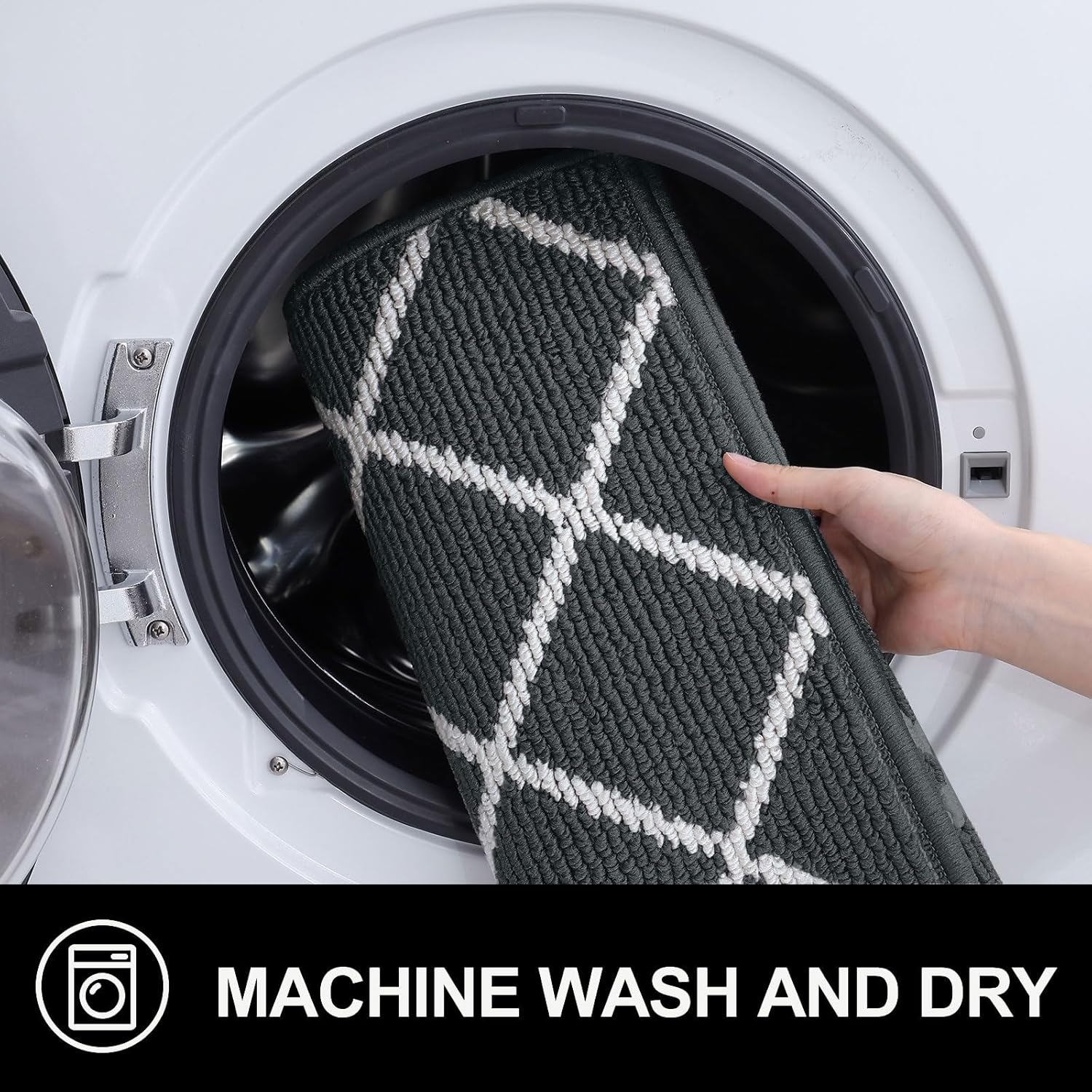 Finchitty Indoor Door Mat, Dirt Resistant and Absorbent, Low-Profile, Non-Slip, Washable Inside Floor Mats for Front Door, Back, and Entrance, 40" x 32", Charcoal