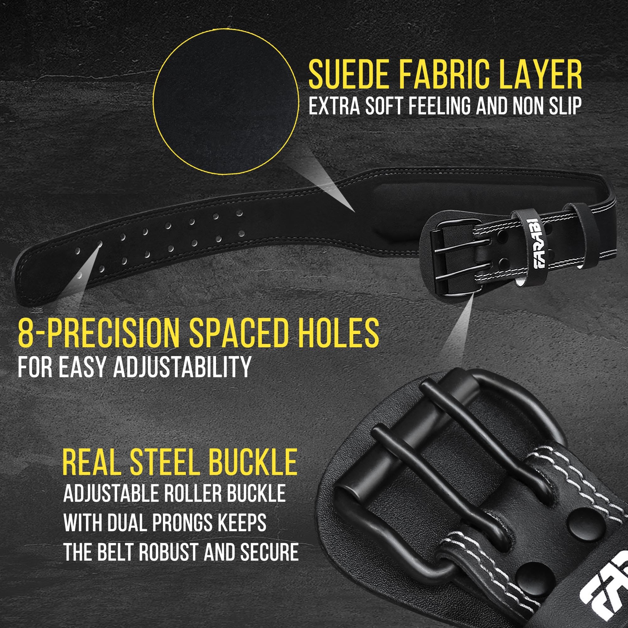 Farabi Sports ceinture musculation 100% cuir véritable ceinture leste musculation 4" de large pour hommes et femmes ceinture de musculation