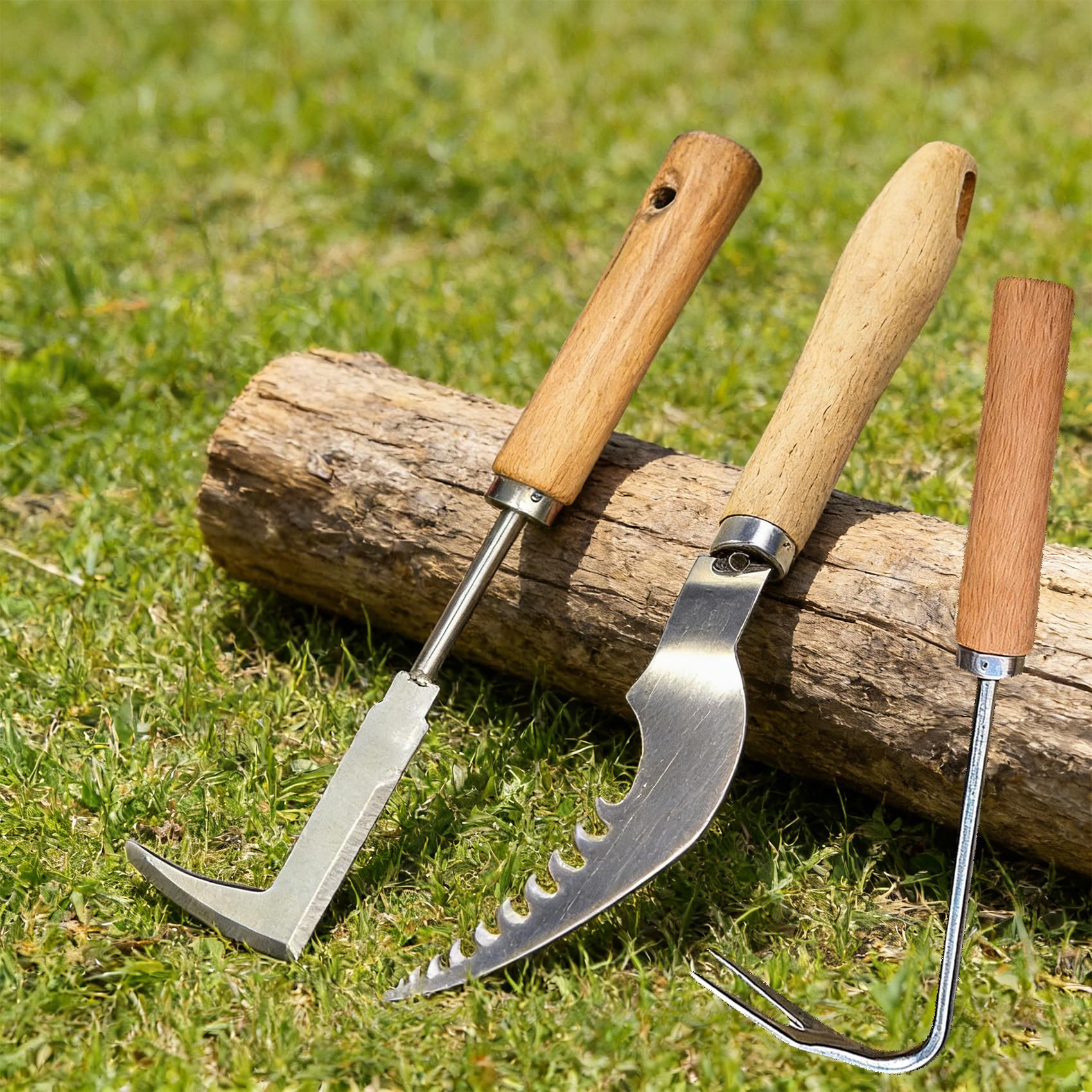Set di Tre Pezzi per Rimuovere Le Erbe: Crack Weeder per guarnizioni, Coltello da Erba con Gancio a Mezzaluna e diserbatore Manuale a Forma di V - Set di Attrezzi