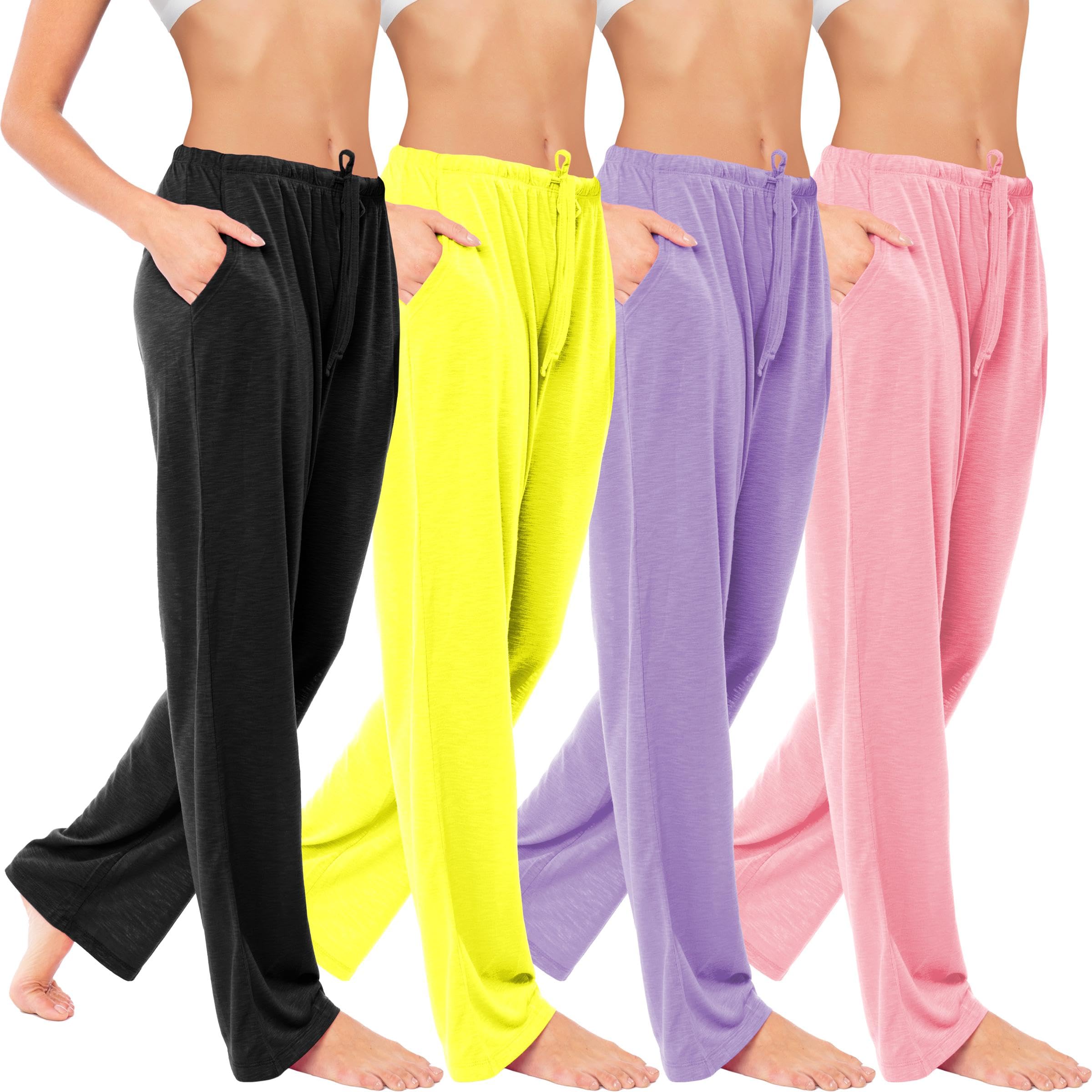 Sexy Basics Women's Lounge Pants | Semi Sheer Soft &amp; Flowy Long Bottoms | Drawstring &amp; Pockets| Multi Packs &amp; Colors