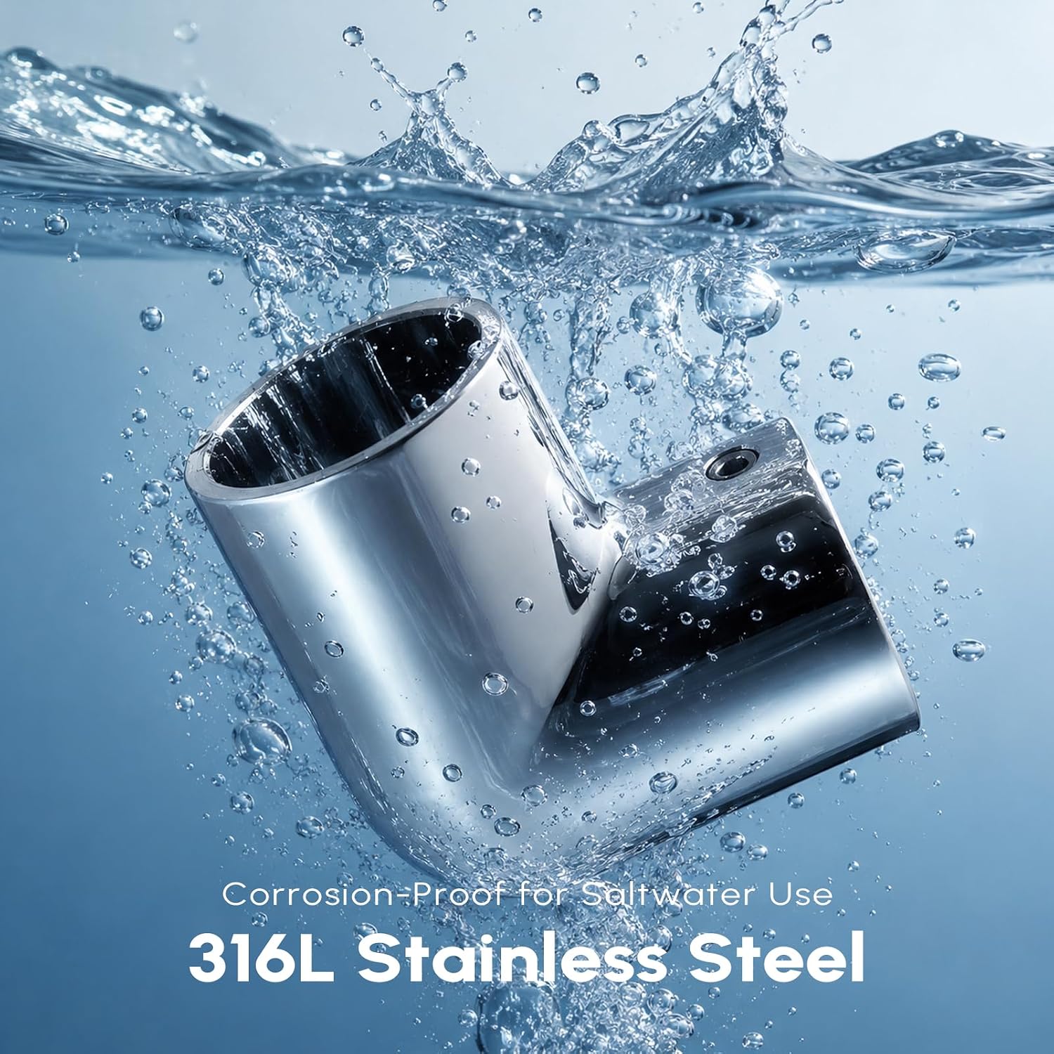 Boat Handrail Fitting 90 Degree Elbow Connector for 7/8, 1, 1-1/4 inch Round Tubing, 316L Stainless Steel Boat Rail Hardware (2-Pack)