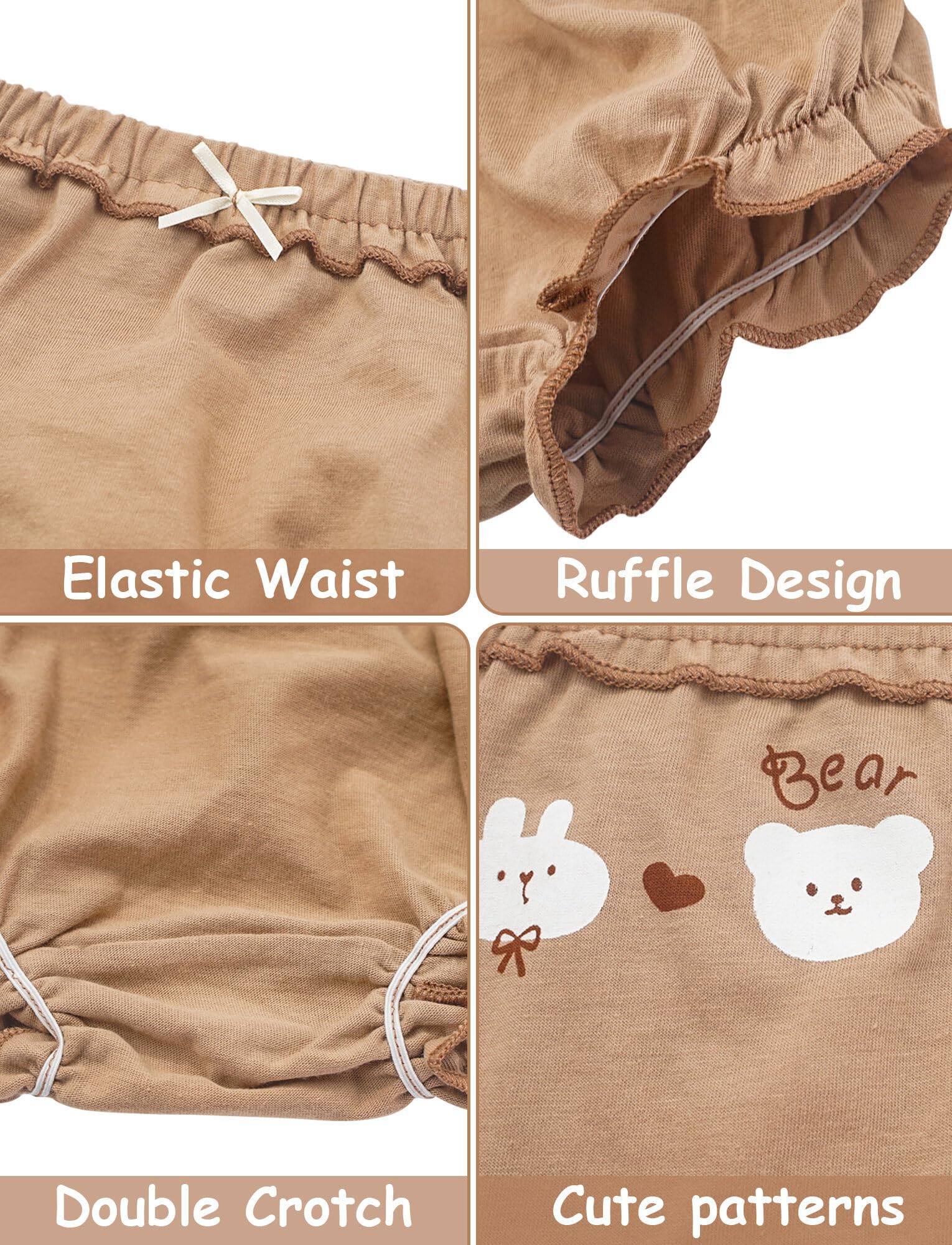 SEAUR Bragas para Bebés Bloomer Pantalones Cortos para Niños Pequeños Volantes Bragas de Algodón Suave Bloomer Braguitas Ropa Interior Bebé Niña Niño