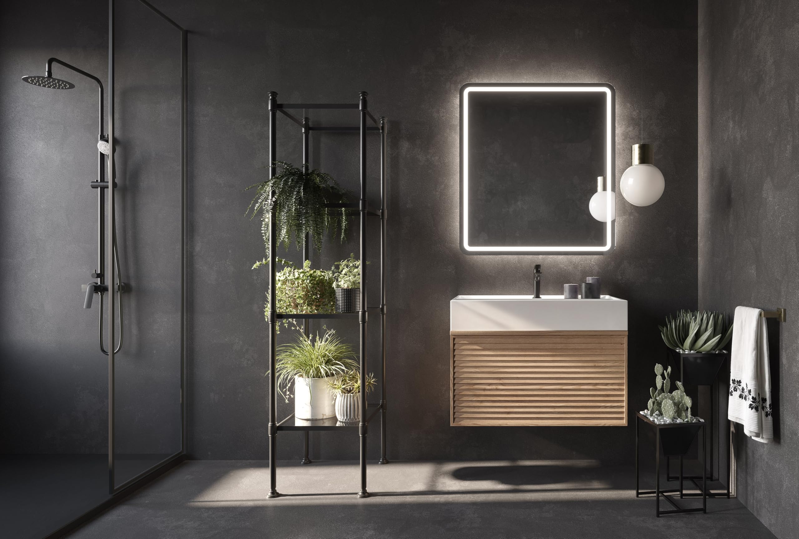 Mice - Espejos con luz led de Baño - Espejo retroiluminado con Cantos Redondeados, luz Frontal fría - Espejo con luz para Vestidor, Maquillaje, Centro Estetica - Medida 100x80cm