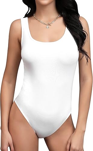 SHEIUGU Body de manga larga sin mangas para mujer, cuello de tortuga, suave, ajustado, elástico, parte superior clásica
