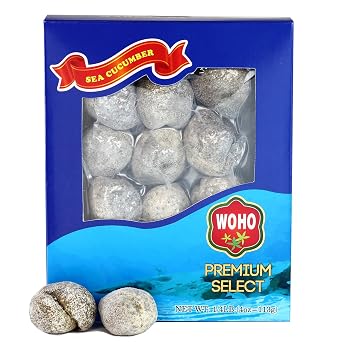 WOHO Natural Sun Dried Wild Caught Round Sea Cucumber Large 4oz