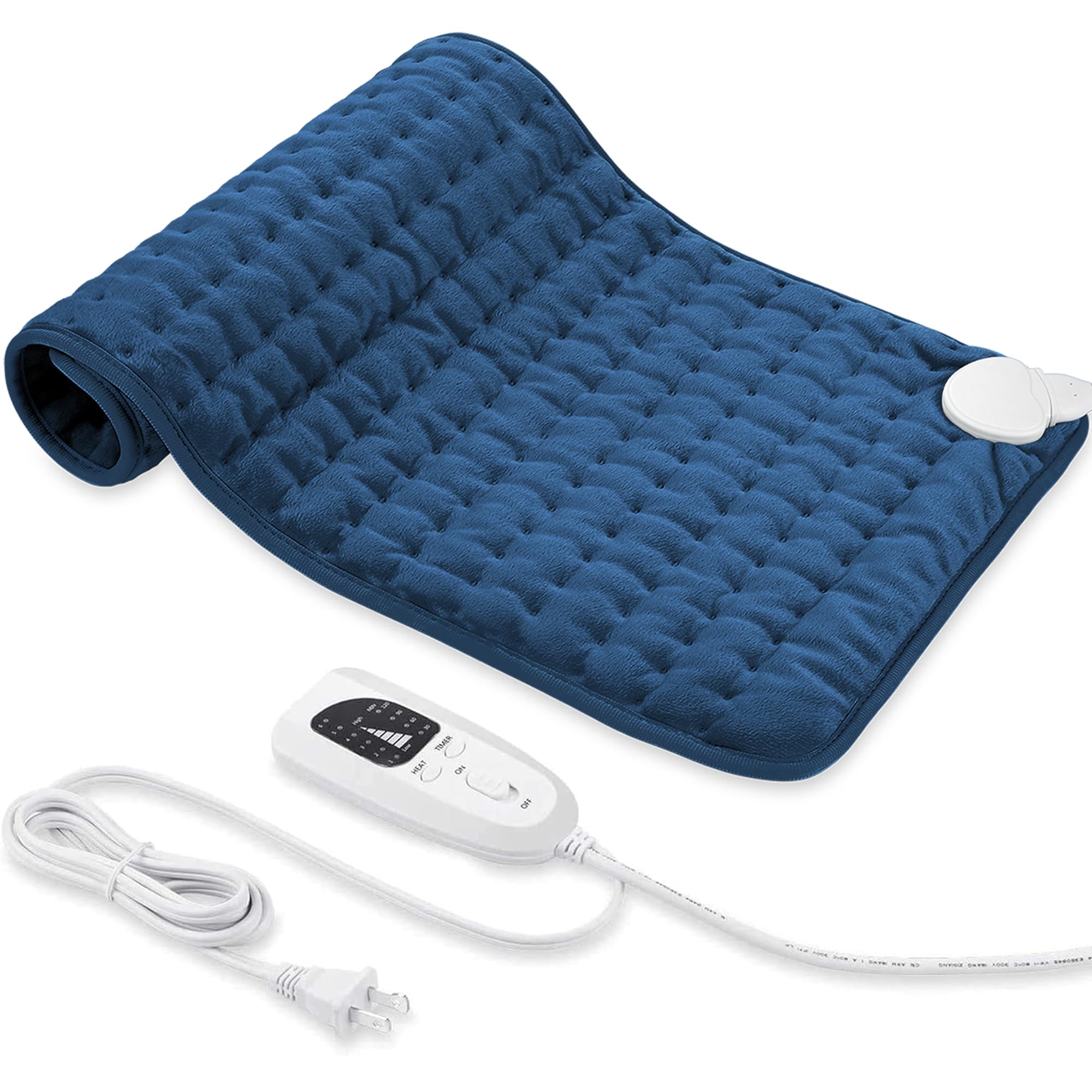 Photo 1 of Electric Heating pad with 6 Heat Settings, Auto Shut Off, Dry Electric Heating for Back Neck Knee Arms Legs Shoulder Heat Pads for Christmas Birthday Father's Day Mother's Day (24"X12", Dark Blue)