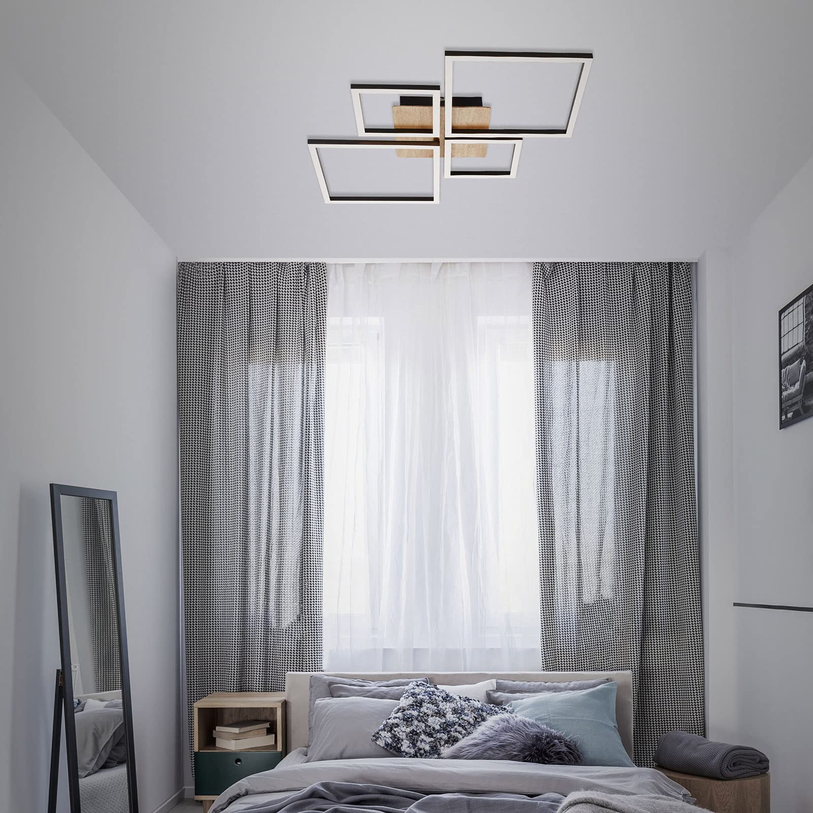 BRILONER - LED Deckenlampe dimmbar in Stufen, schwenkbar, warmweiße Lichtfarbe, Lampe, LED Deckenleuchte, Wohnzimmerlampe, Schlafzimmerlampe, Küchenlampe, Deckenbeleuchtung, 75x47x7,3 cm, Schwarz
