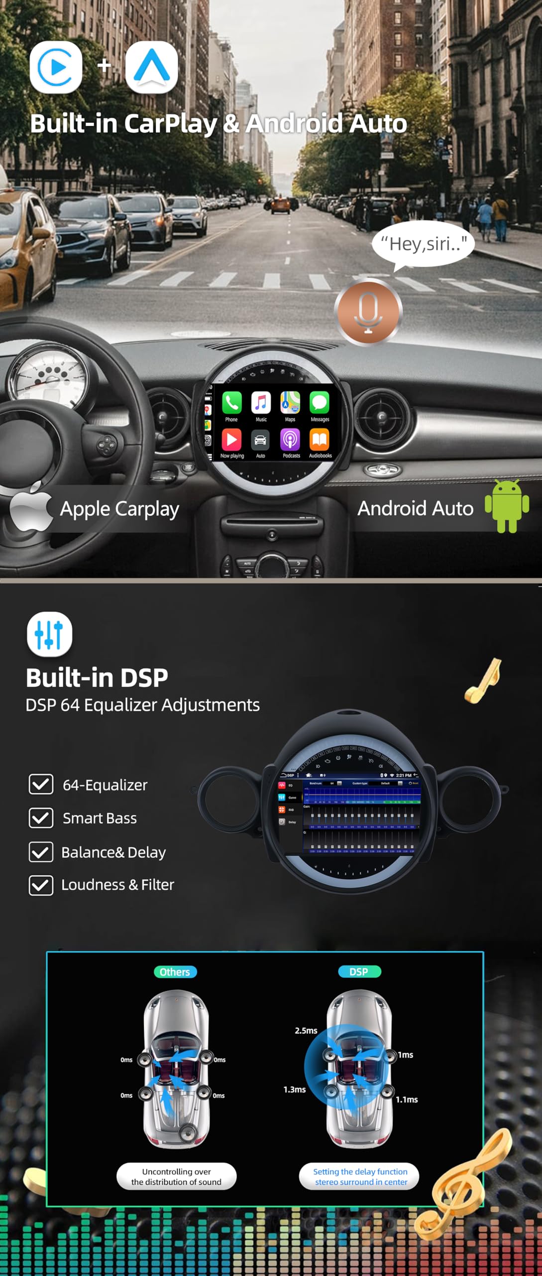 [6G+128G, Octa-Core] - Android 15 Autoradio Per BMW Mini Cooper R55 R56 (2007-2013) Radio GPS Navigation - CarPlay Android Auto - Camera & MIC - DAB Volante 360-CAM WiFi IPS 9 Pollice 2 Din