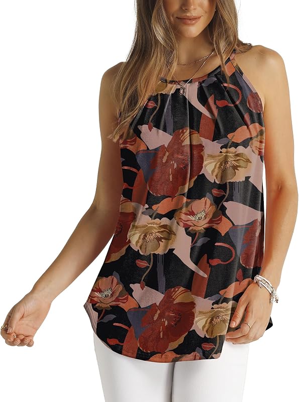 Business Casual Outfits for Women Summer Tops Floral Spaghetti Strap Tank Tops Maternity Camisole Khaki image 3