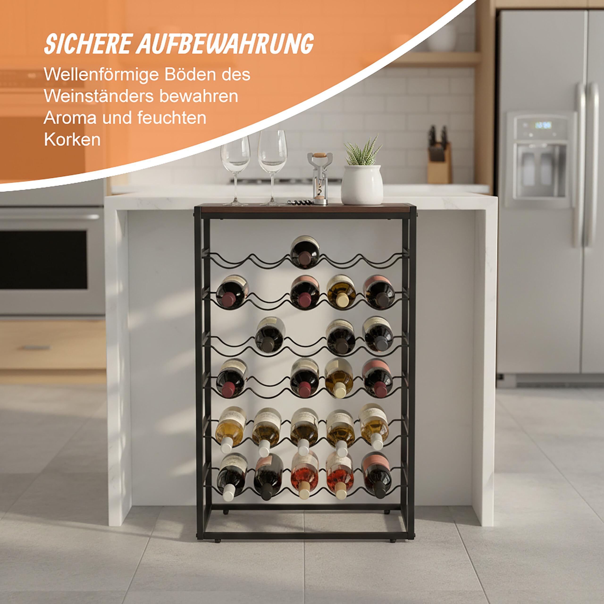 Relaxdays Weinregal, 30 Flaschen, Industrial, HBT: 88 x 59 x 30 cm, Weinhalter stehend, Weinflaschenregal, schwarz/braun
