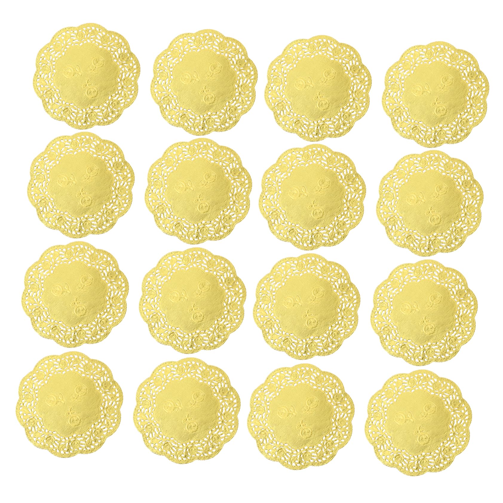 CIYODO 100pcs Paper Doilies Cake Doilies Cake Decorating Lace Doilies Paper Dessert Doilies Cupcake Toppers Food Doilies Plate Doilies Lace Coaster Gold Trim Oil Absorption Flat Pad