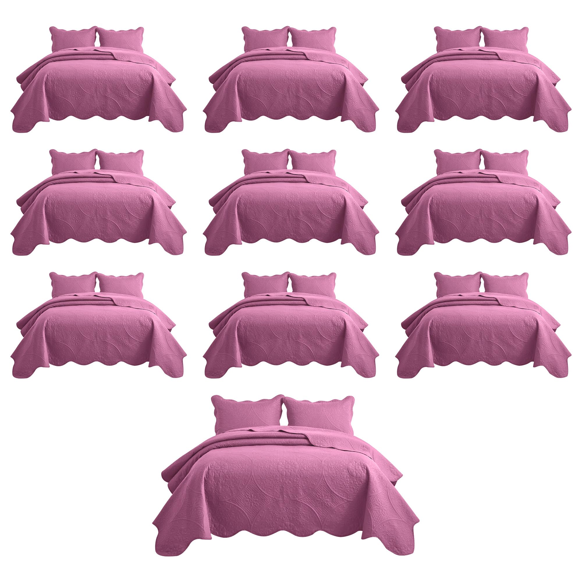 Imperial Rooms Queen Quilt Purple Floral 10 Pack for Hotel Guest Bedroom