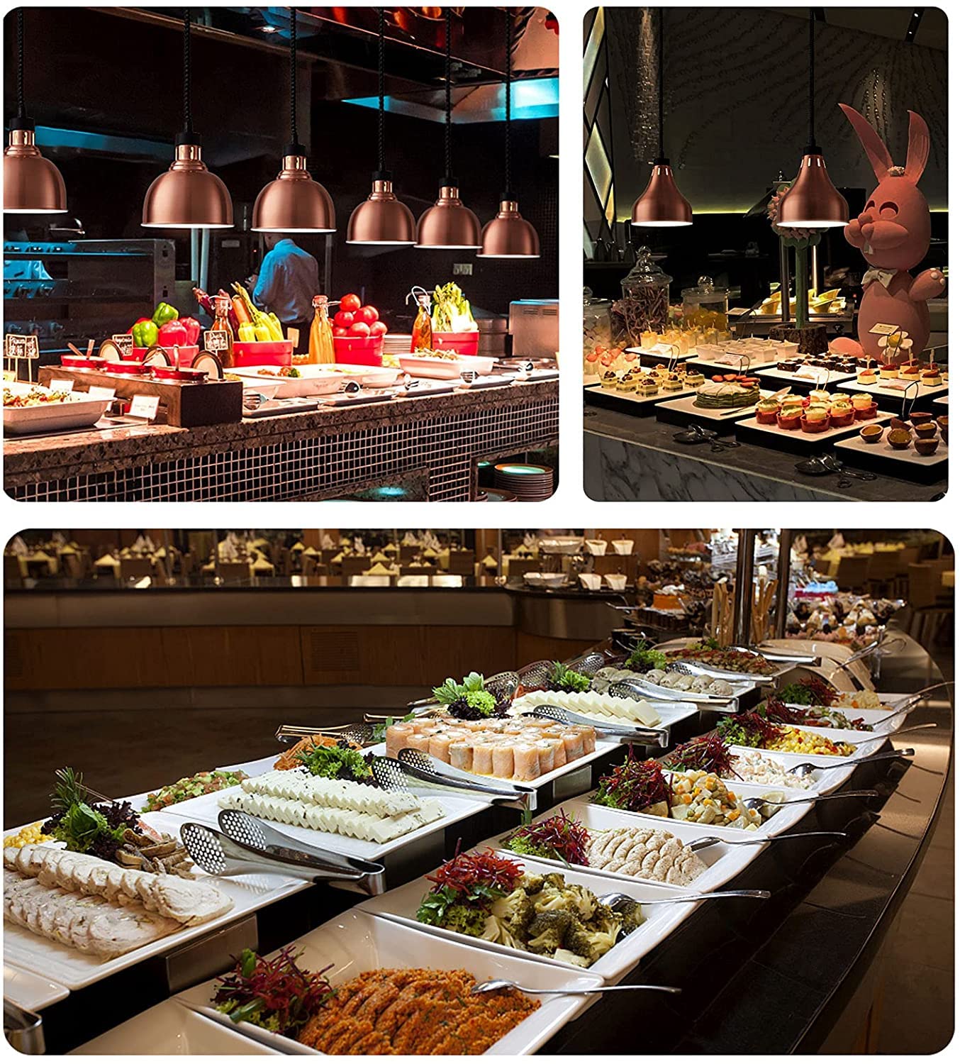 Lámpara de calentador alimenticio Lámpara de calor de alimentos Manguera Telescópica Infrarrojo Calefacción Lámpara for mantener la comida caliente for el restaurante Buffet Buffet, Equipos comerciale