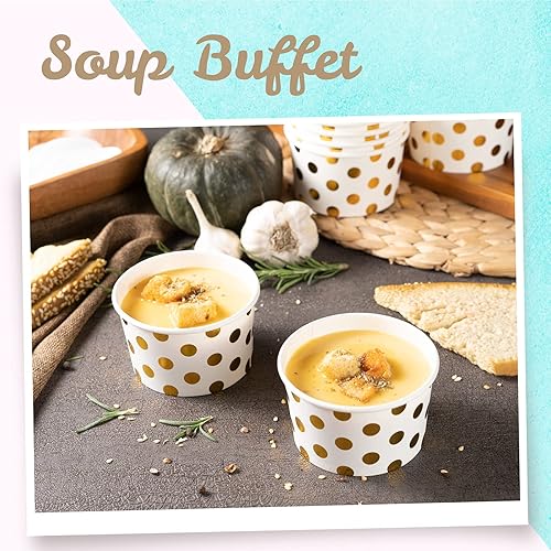 Miniatura 3 de MATICAN Vasos de papel para helado, 100 cuencos desechables de postre de 9 onzas para alimentos calientes o fríos, suministros de fiesta de 9 onzas,