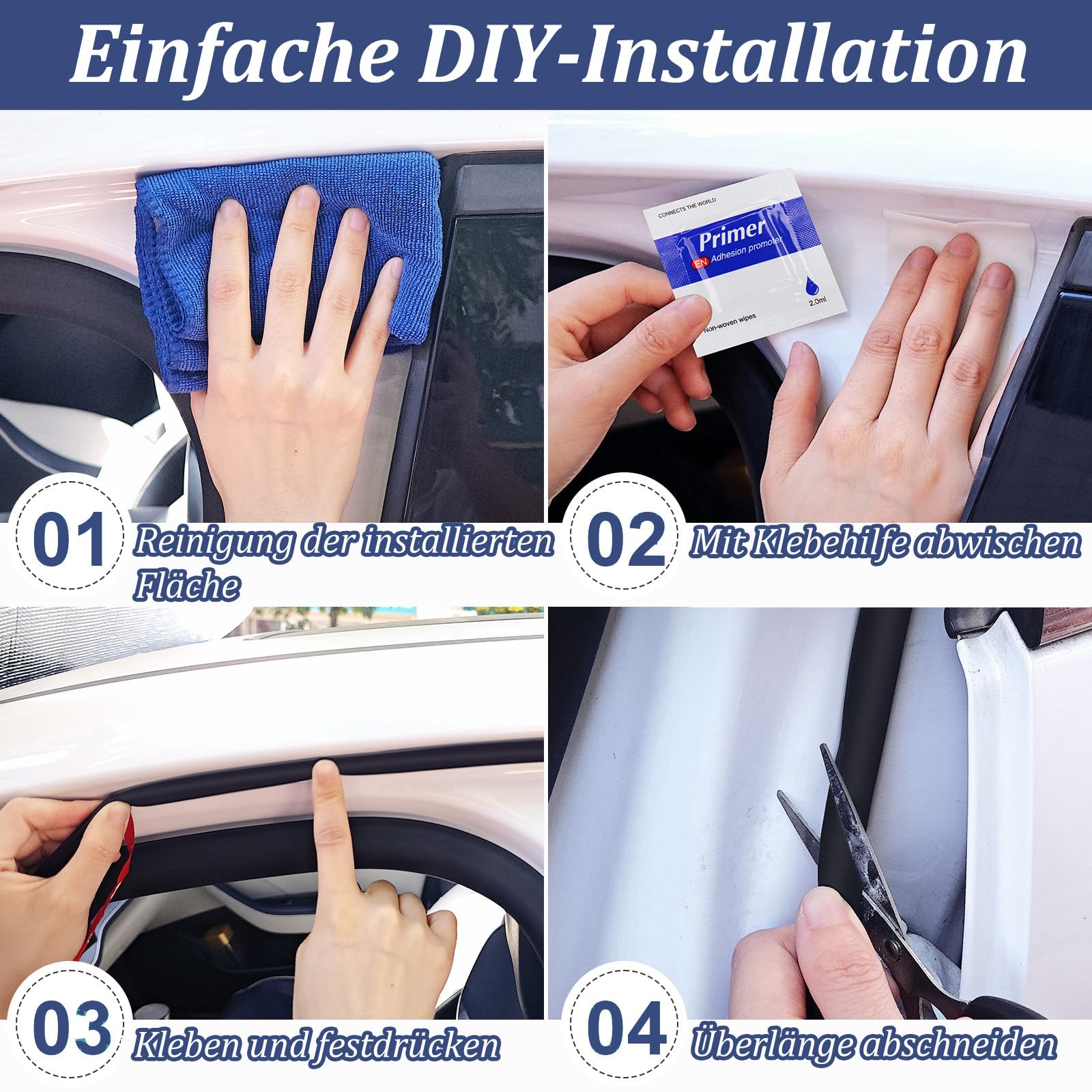 Guarnizione Porta Auto Gomma Adesiva - Jobon 6.1M Universale Insonorizzante Impermeabile Guarnizioni Portiere Auto Forma D per Portiera, Finestre, Bagagliaio, Cappe (19x19mm, Nera)