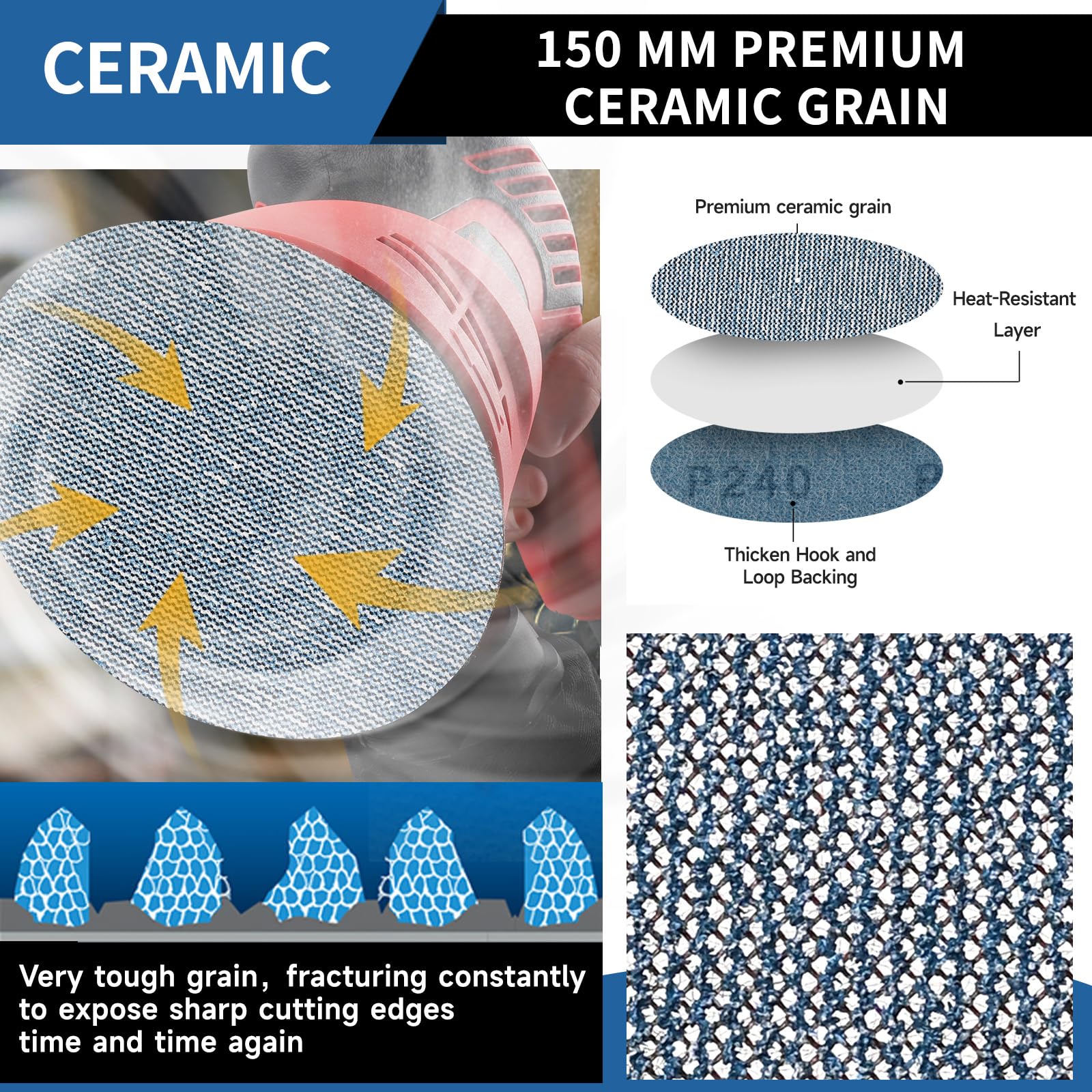 PMIQSA 30Pcs 150mm Sanding Discs 60/80/120/180/240 Grit - Image 4