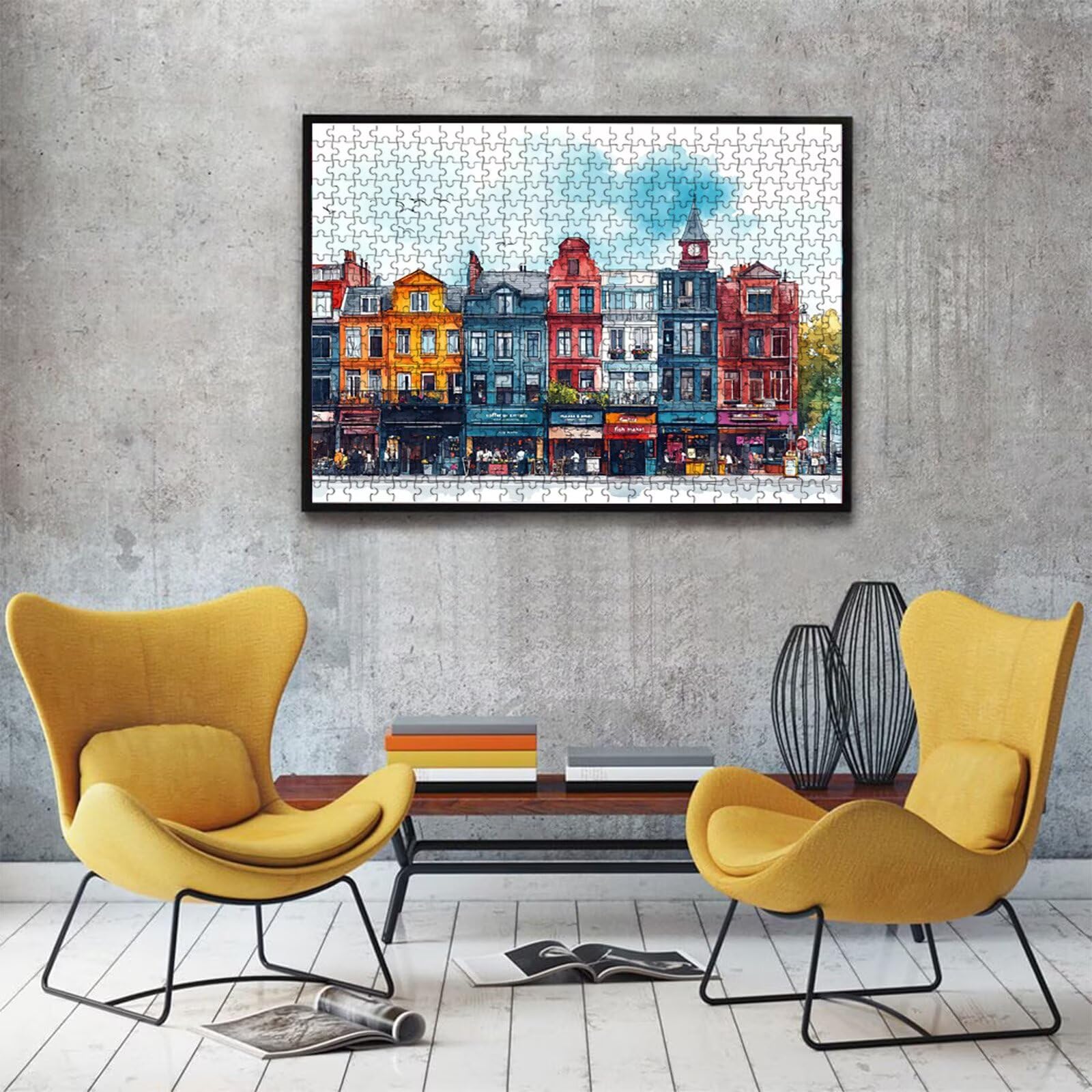 Puzzle 3000 elementów abstrakcyjnych domów (3) - duże drewniane puzzle - puzzle 3000 elementów dla dorosłych - gra inteligencyjna - z wykwintnym pudełkiem do pakowania - precyzyjne cięcie - jakość