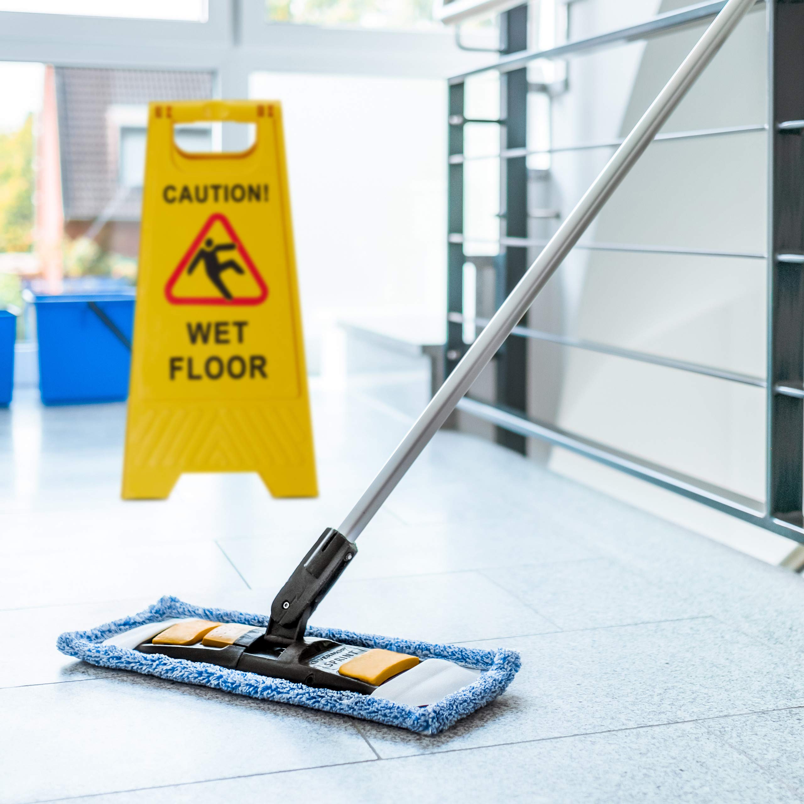 10 x Carteles Suelo Mojado en Inglés, Caution Wet Floor, Señal Pavimento Resbaladizo, 2 Caras, PP, Amarillo