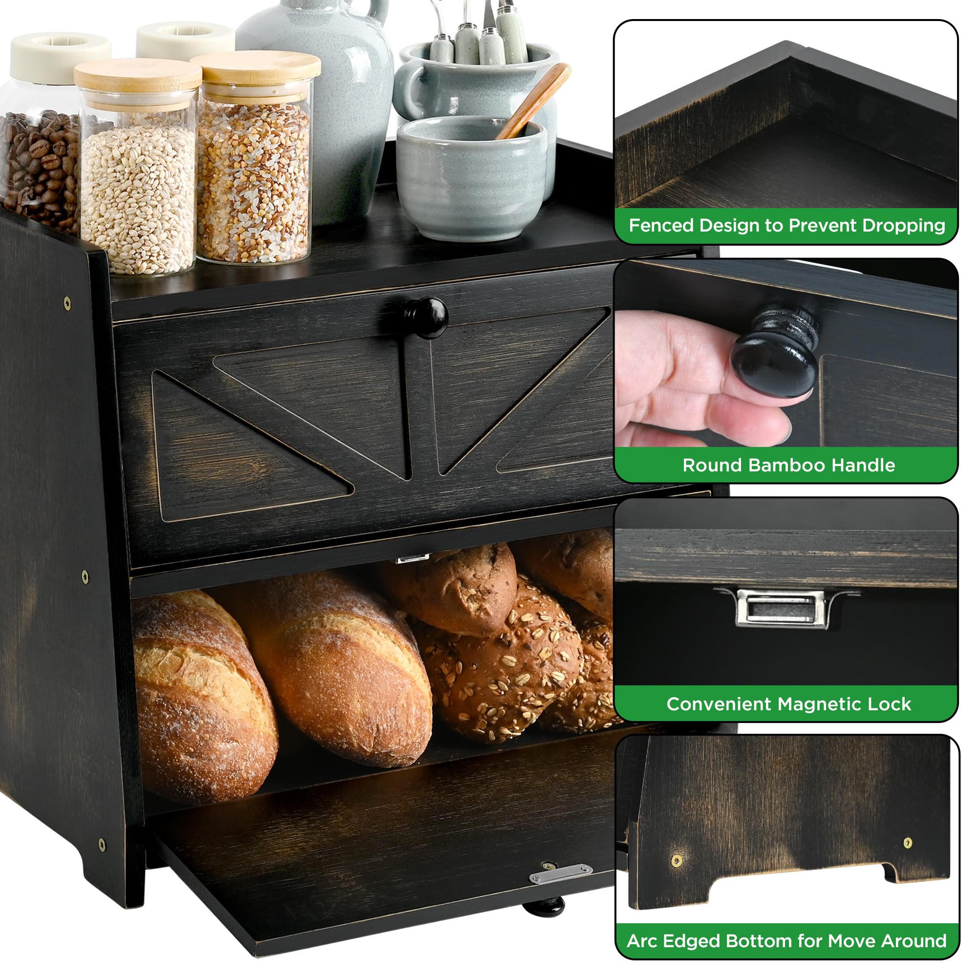 Bamboo Bread Box - Keep Bread Fresh -4 Bamboo Bread Box - Keep Bread Fresh -4