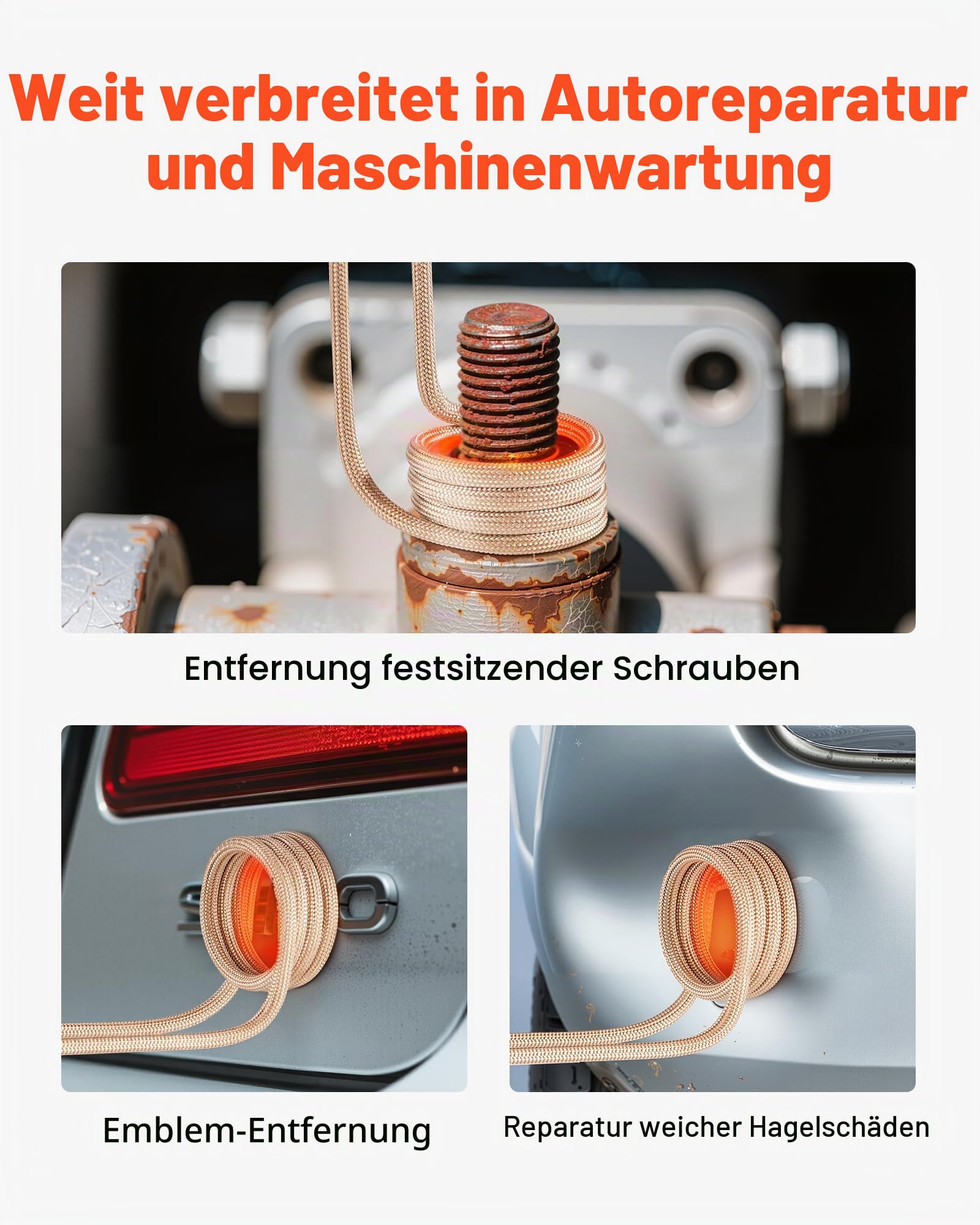 VEVOR Induktionsheizgerät zum Entfernen von Schrauben, 1100 W, 230 V, magnetisches Induktionsheizgerät-Set, Hand-Mutternlöser-Werkzeug, Mini-Heizgerät zum Entfernen von rostigen Schrauben