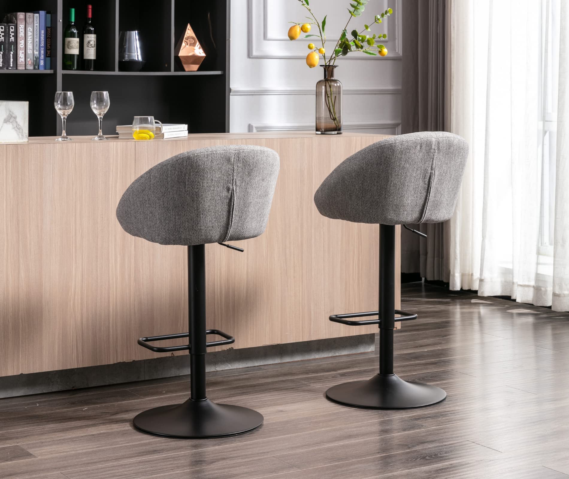 Wahson Set of 2 Bar Stools Fabric Breakfast Counter Chairs with