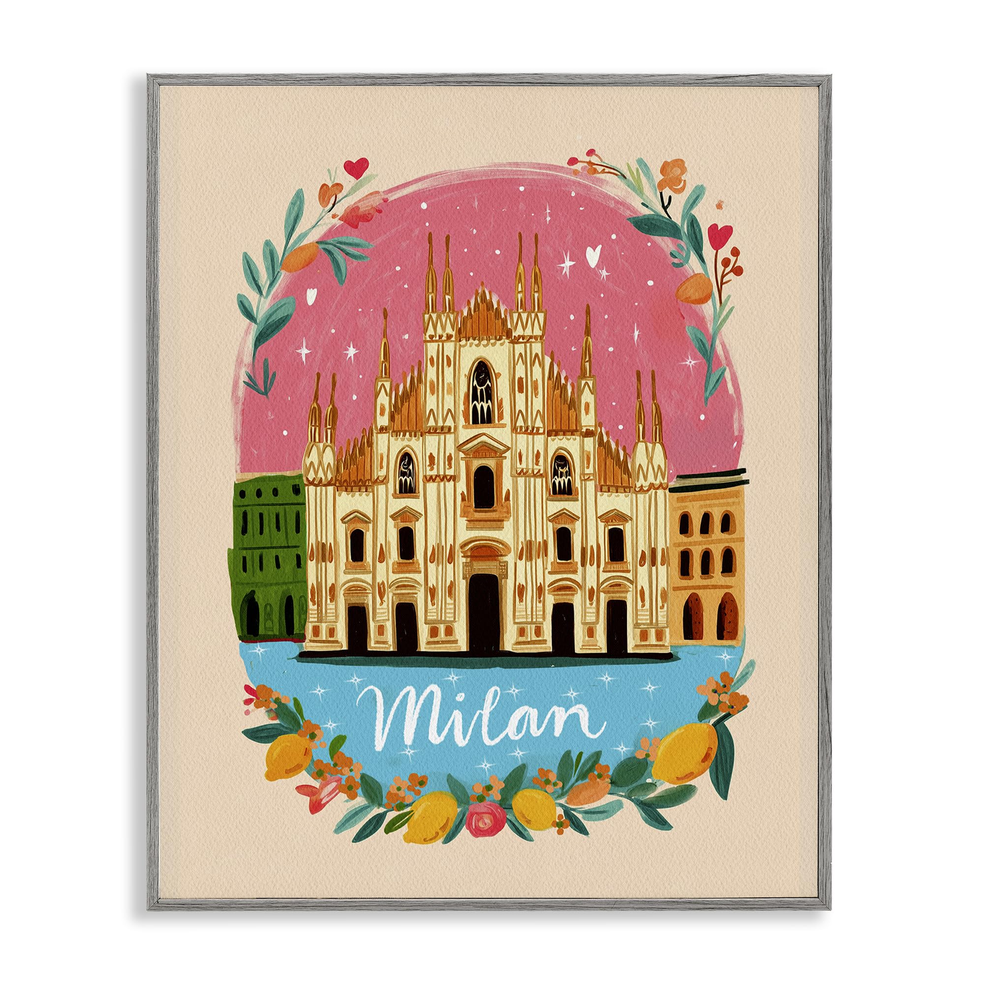 Cadre Milan bordure florale Stupell Industries pour salon élégant