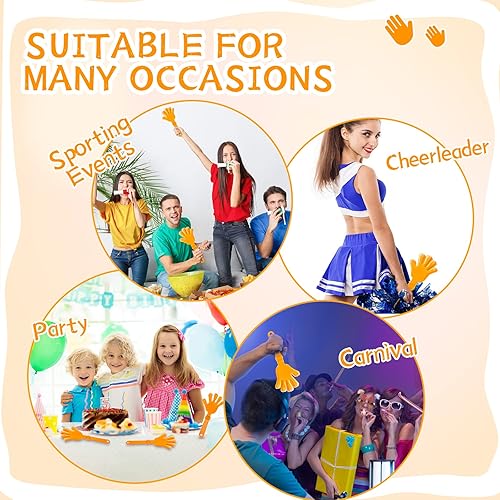 Miniatura 6 de ZCYSRLQIN 12 pinzas de mano naranjas de 7.5 pulgadas, que hacen ruido, regalos de fiesta, plástico para eventos deportivos, alegrías, baile,