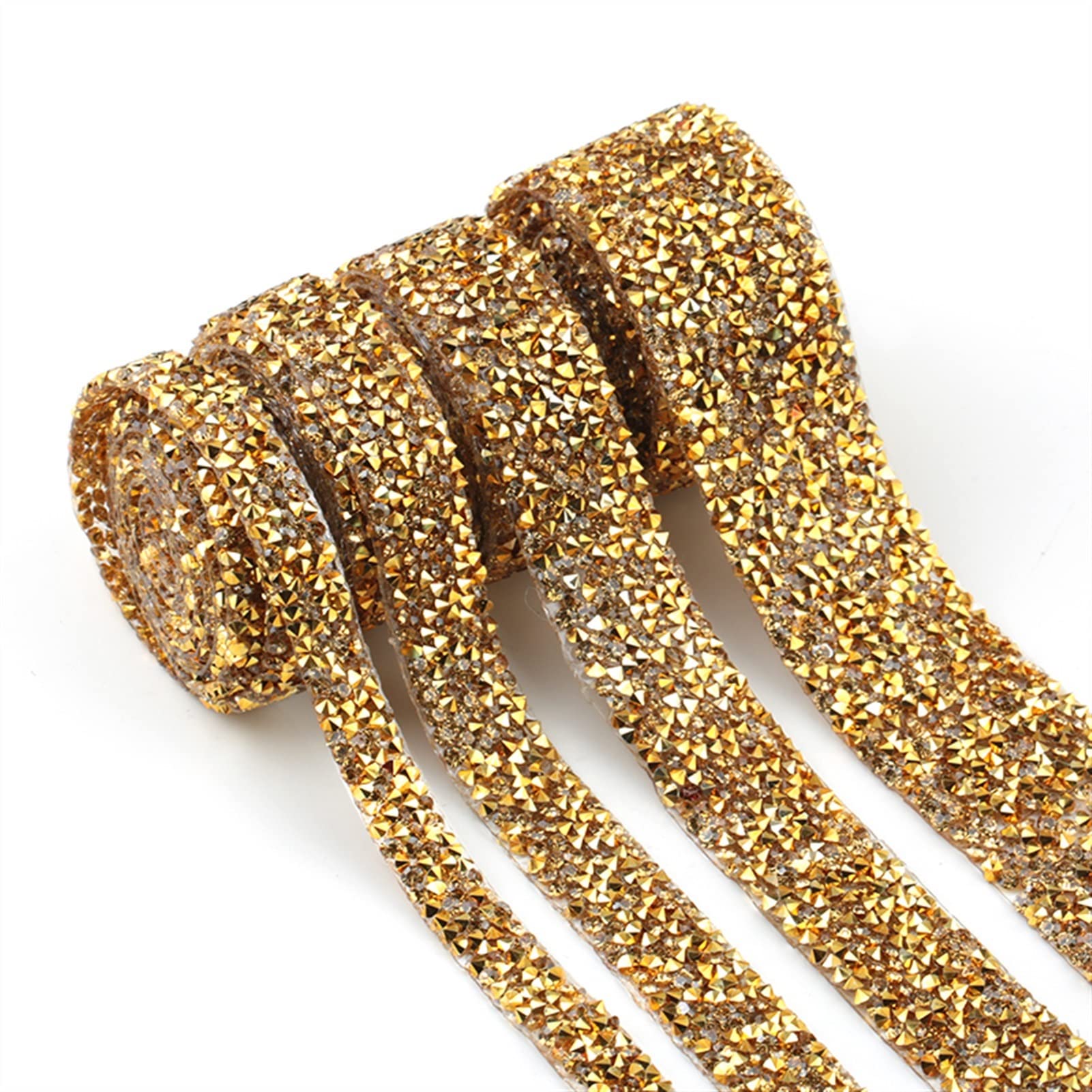 ACiyD Mehrzweck, 2 Yards, DIY, goldene Strasssteine, Kristallkette, Glitzerkleid, Strassmotive, Band, Hot-Fix-Patches, Applikation zum Basteln von Geschenkverpackungen (Color : 3cm - 30mm) (1.5cm)