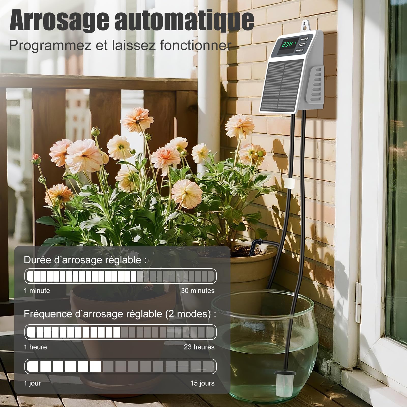Uzoli SOP17 Arrosage automatique solaire goutte à goutte pour jardin