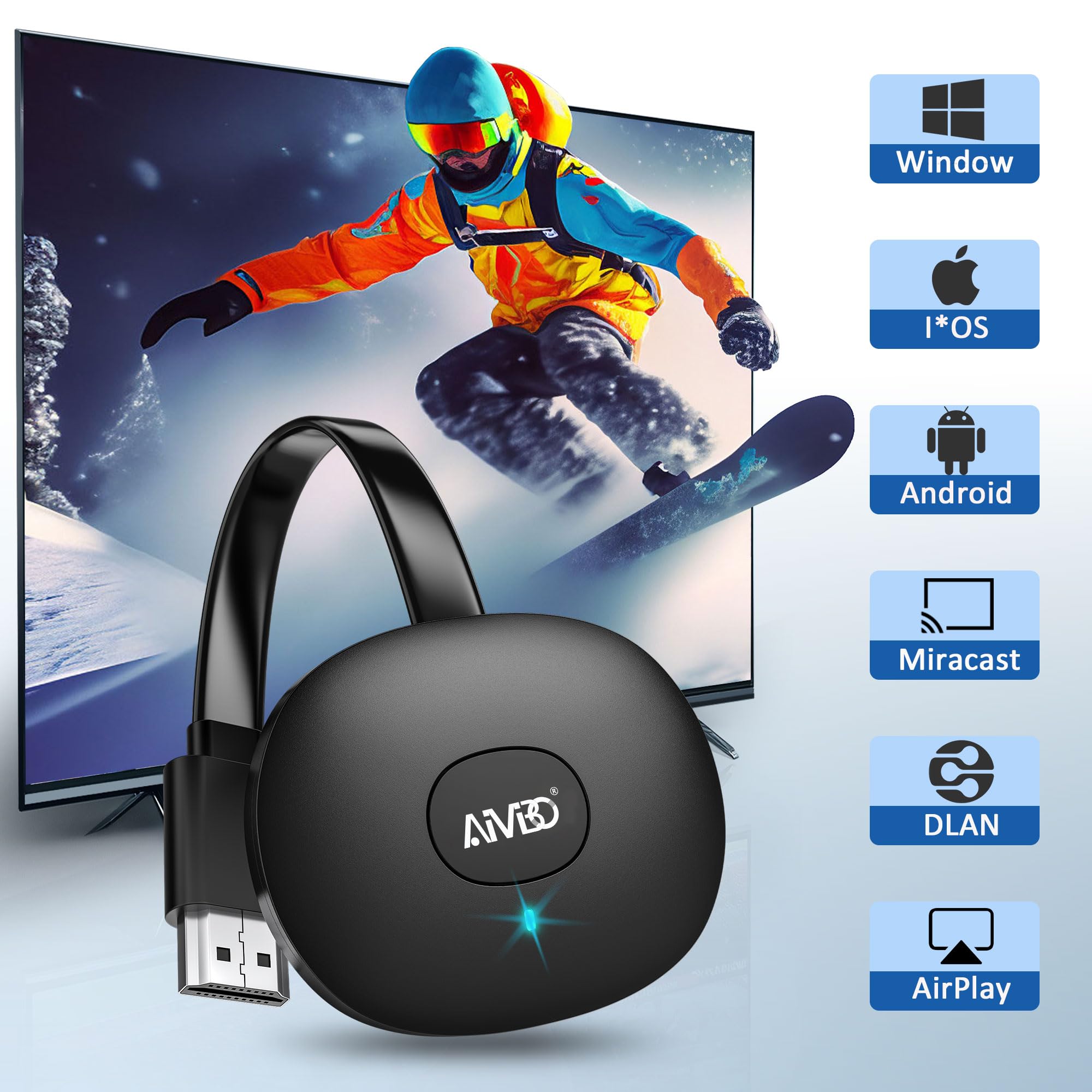SOCLLLife Adaptateur HDMI sans Fil 4K Miracast HiFi Dongle pour PC/Moniteur/Projecteur HDTV