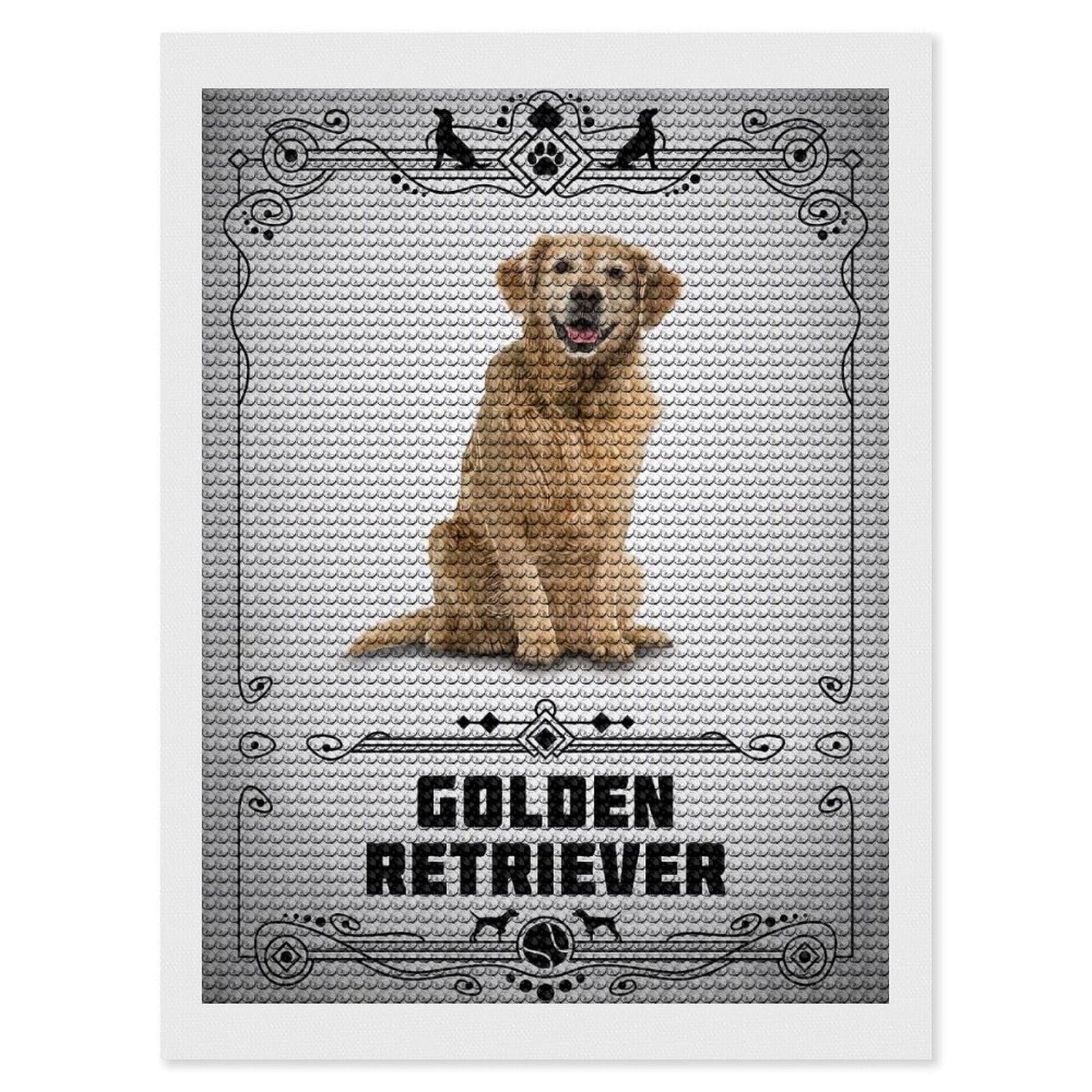 Junmoney Golden Retriever Diamond Painting Canvas Set 12"x16", Mindful Craft Activity, Nice Detail and Sparkle, Farmhouse Decor, Birthday Gift