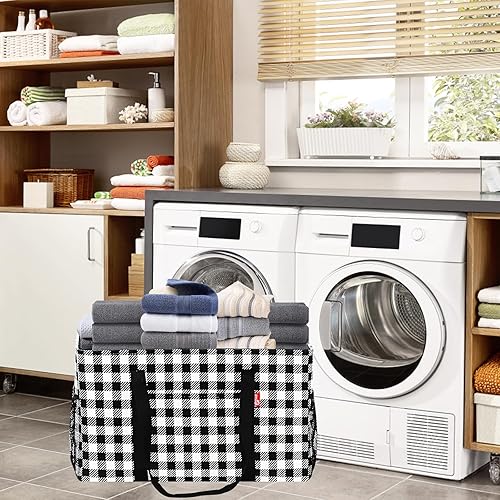 Miniatura 7 de Paquete de 2 bolsas utilitarias extra grandes, plegables y reutilizables con marco de alambre de metal y tablero inferior reforzado, bolsa grande