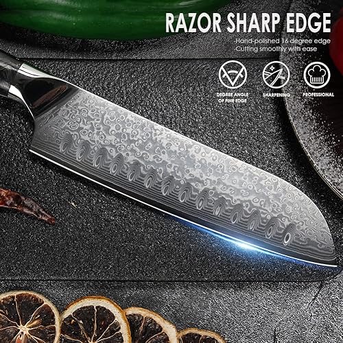 Miniatura 7 de Kuwata Juego de cuchillos de chef, 3 piezas de acero inoxidable de alto carbono de Damasco serie VG10, juego de cuchillos de cocina de acero