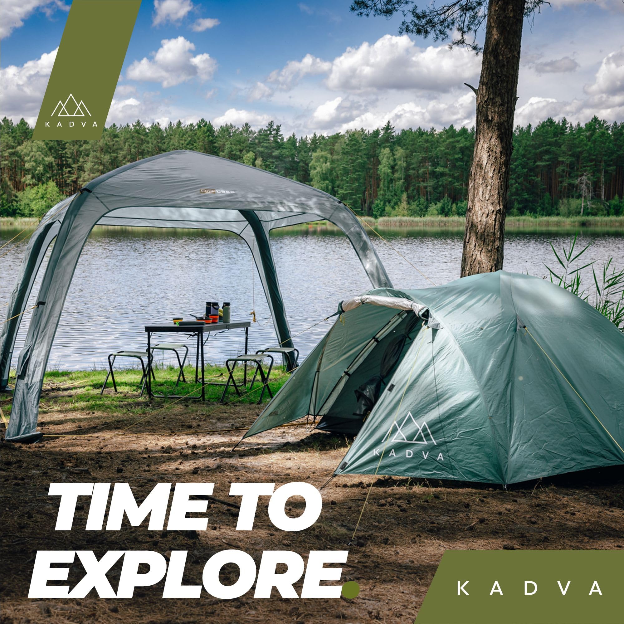 KADVA Tenda da campeggio Festa 2 Tenda 200 x 120 x 105 cm per 2 persone con zanzariera, impermeabile, struttura in fibra di vetro leggera e robusta, ideale per il campeggio e le escursioni