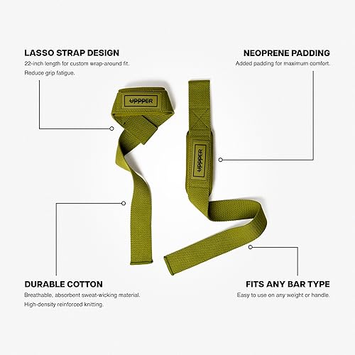 Miniatura 2 de UPPPER Correas de levantamiento de pesas con neopreno acolchado para peso muerto, entrenamiento de fuerza, entrenamientos de gimnasio, correas de