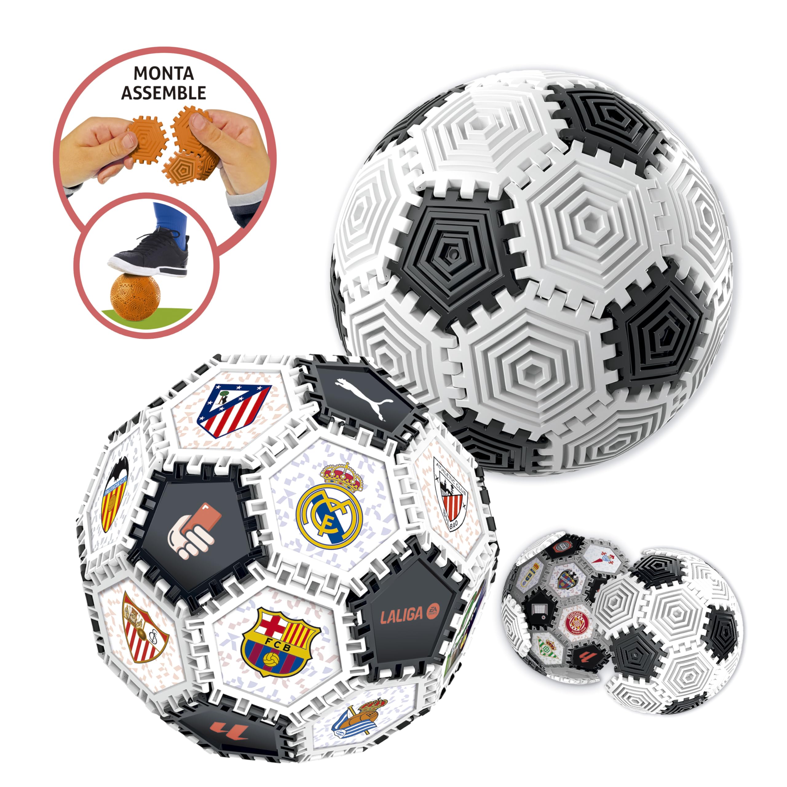 Educa - Puzzle Balón 3D LALIGA 32 Piezas | Juego de Fútbol Creativo para Montar y Jugar | Múltiples Formas y Adhesivos | Balón 14 cm | Juguete Construcción Niños +6 Años (20339)