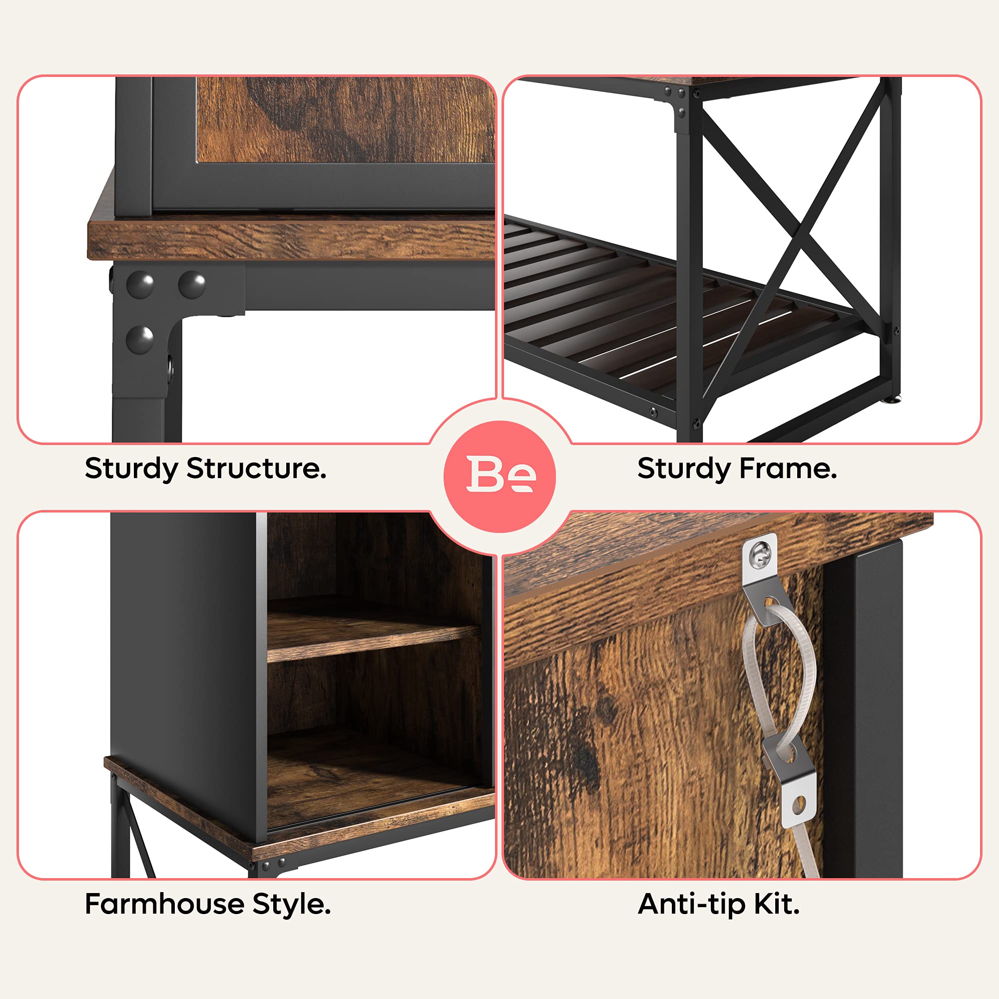 Buy Industrial Bar Coffee Bar Buffet with Storage Wood