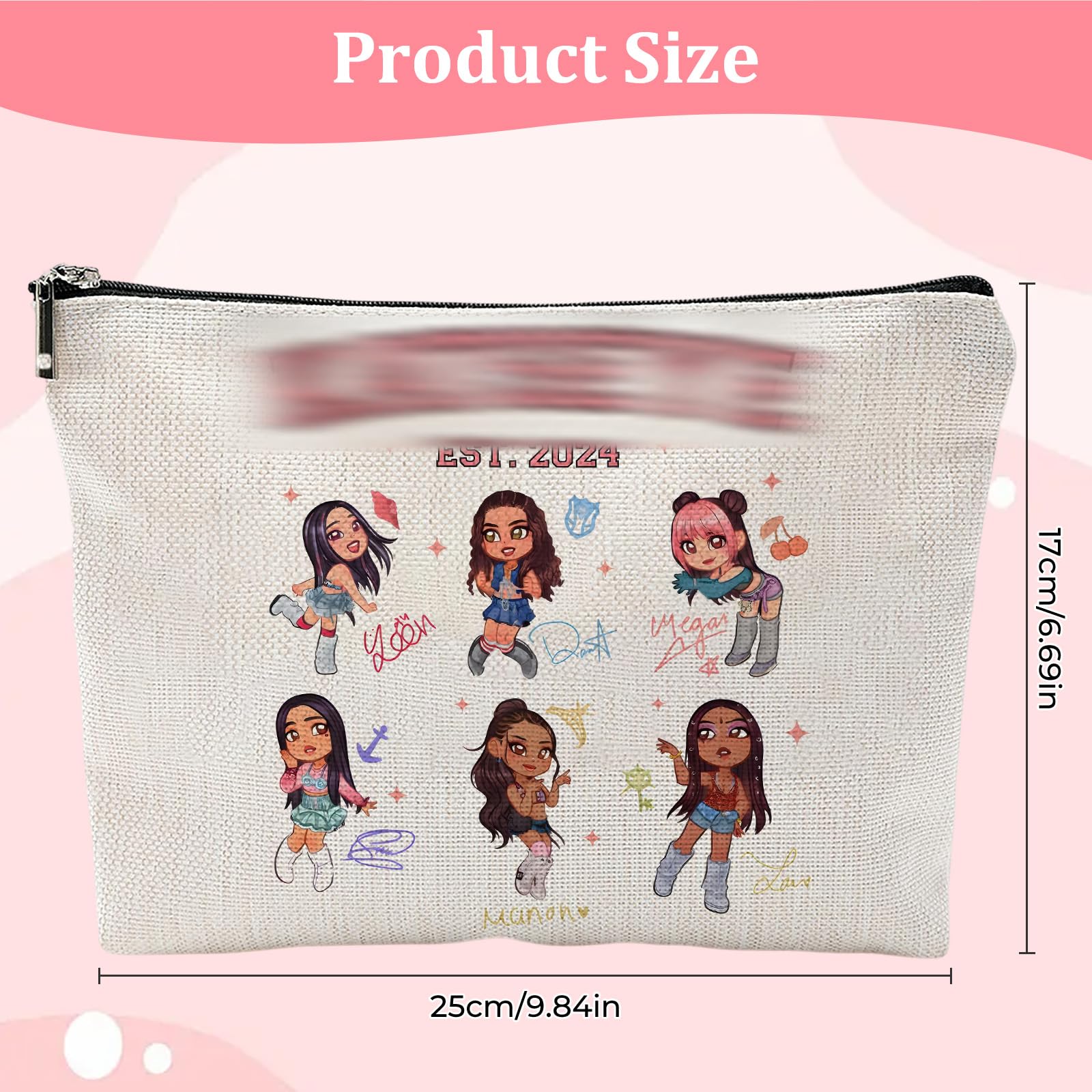 Borsa per trucchi Katseye, borsa cosmetica per ragazze del gruppo K-pop per donne e ragazze, organizer portatile per articoli da toeletta da viaggio, regalo per fan, per amanti della musica, per