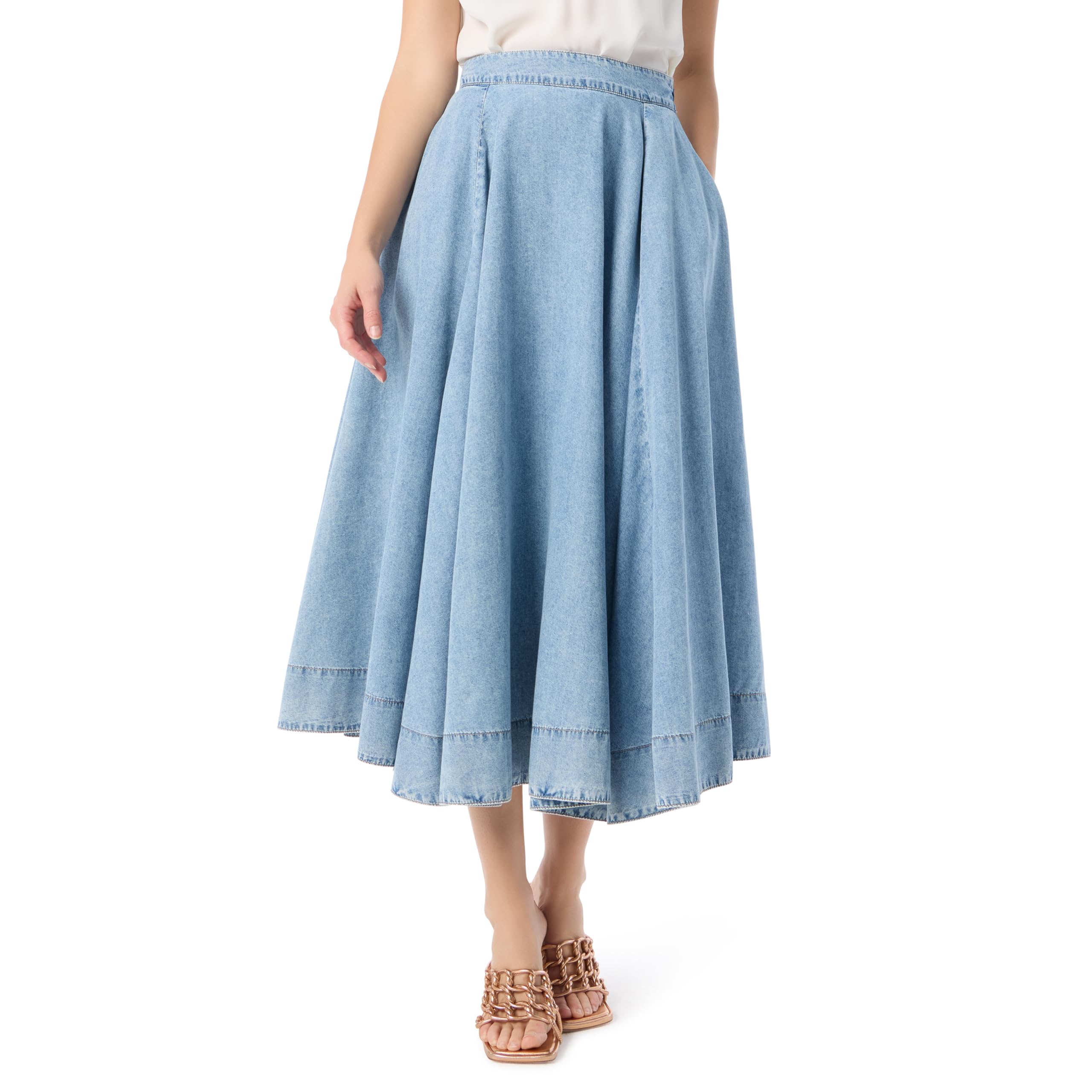DEE OCLEPPO Womens Sage Half Circle Midi Skirt with Pockets Standard