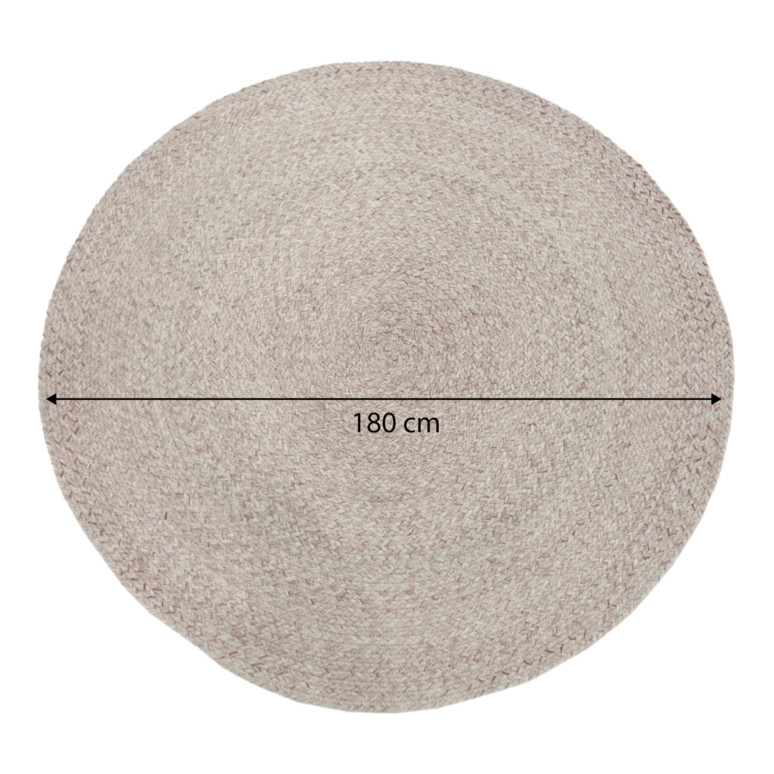 AXI Corfu Outdoor-Teppich in Beige Rosé Rund | Runder Gartenteppich für draußen/drinnen | Außenteppich für Garten/Balkon/Terrasse 180x180cm / Dicke: 5mm | Teppich Wetterfest & Nachhaltig