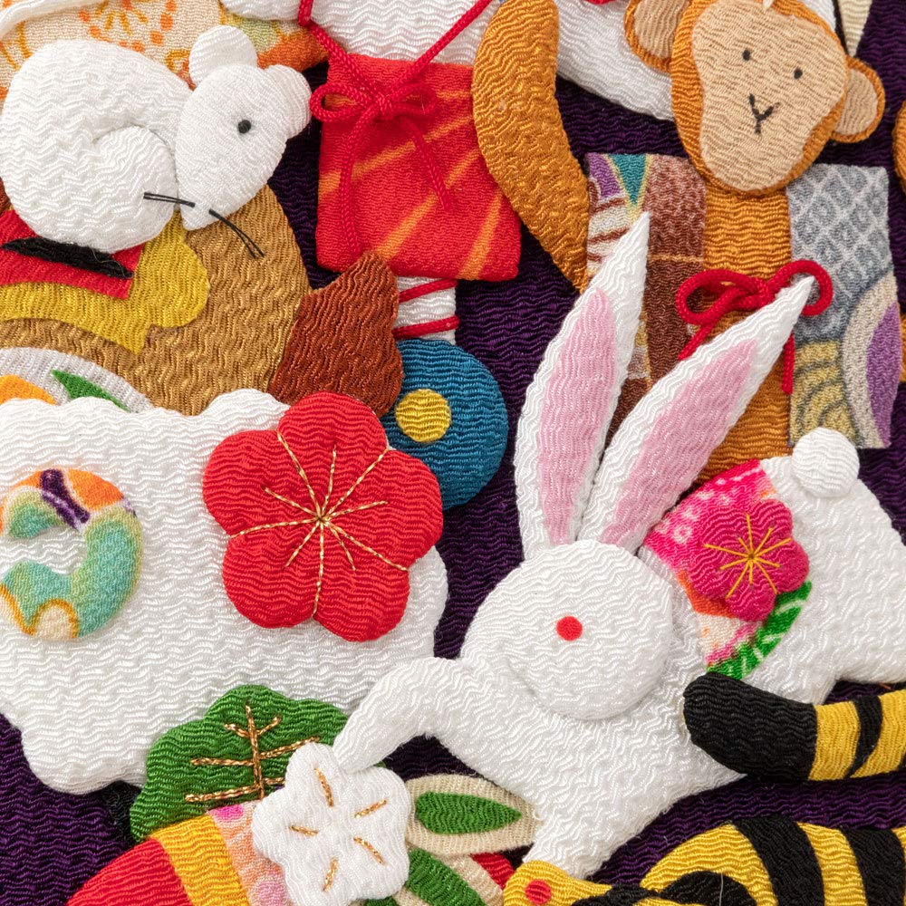 Amazon | 京都夢み屋十二支羽子板飾りスタンド付きちりめん細工の正月