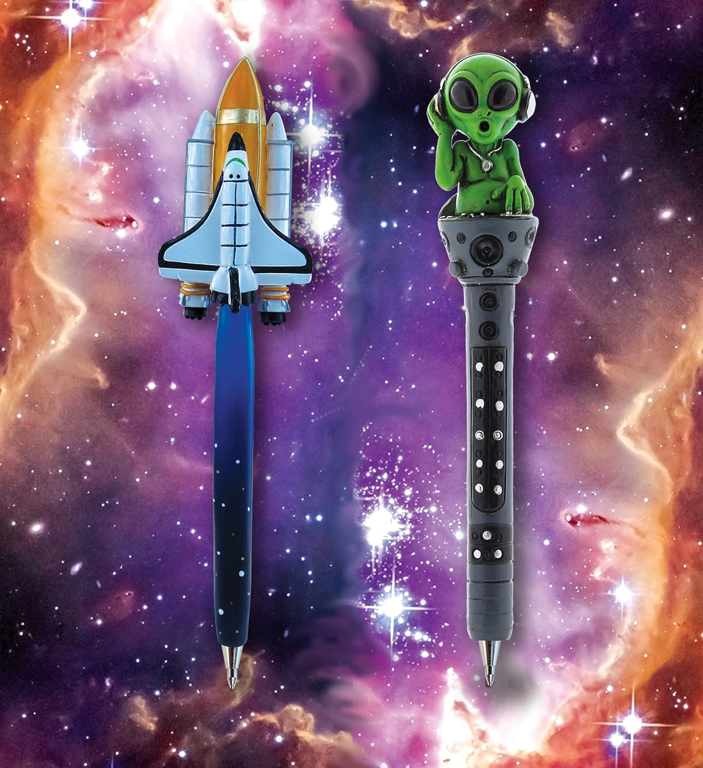 Space Collection Novelty Pen - Kids and Adults Office Supplies Ballpoint Pen, Space Shuttle, Alien, Alien Dj, Space Craft Writing Pen for School and Office