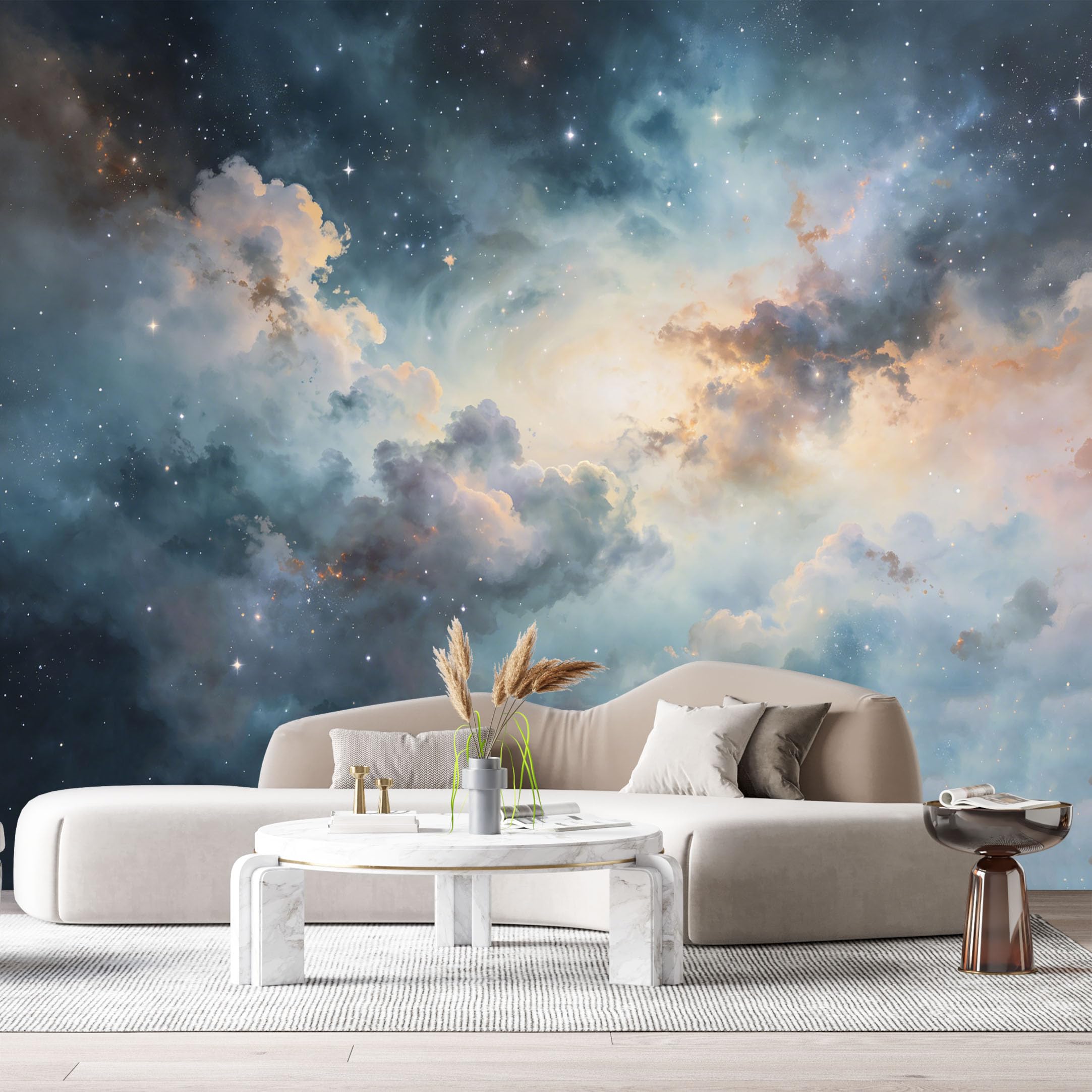 Custom Size Wall Murals Night Sky Galaxy Nebula Abstract Watercolor Stars SelfAdhesiveWall Fabric Removable Wallpaper Wall Decor for Living Room Bedroom Bathroom