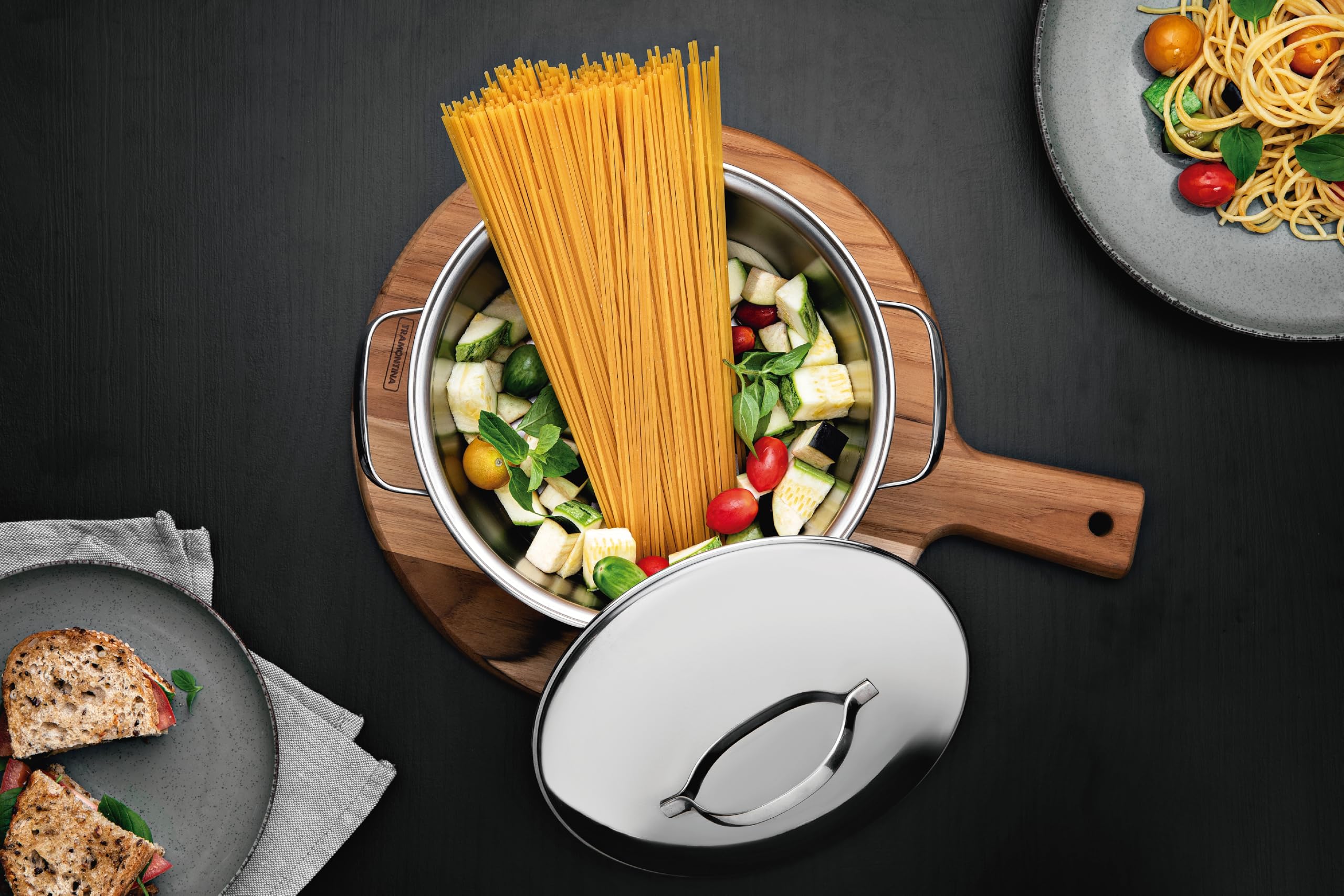 Tramontina Batería de Cocina Allegra Inox Fondo Triple 3 Piezas