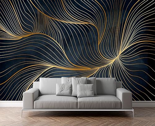 Miniatura 4 de Papel tapiz de líneas doradas simples para dormitorio 103 x 69 pulgadas